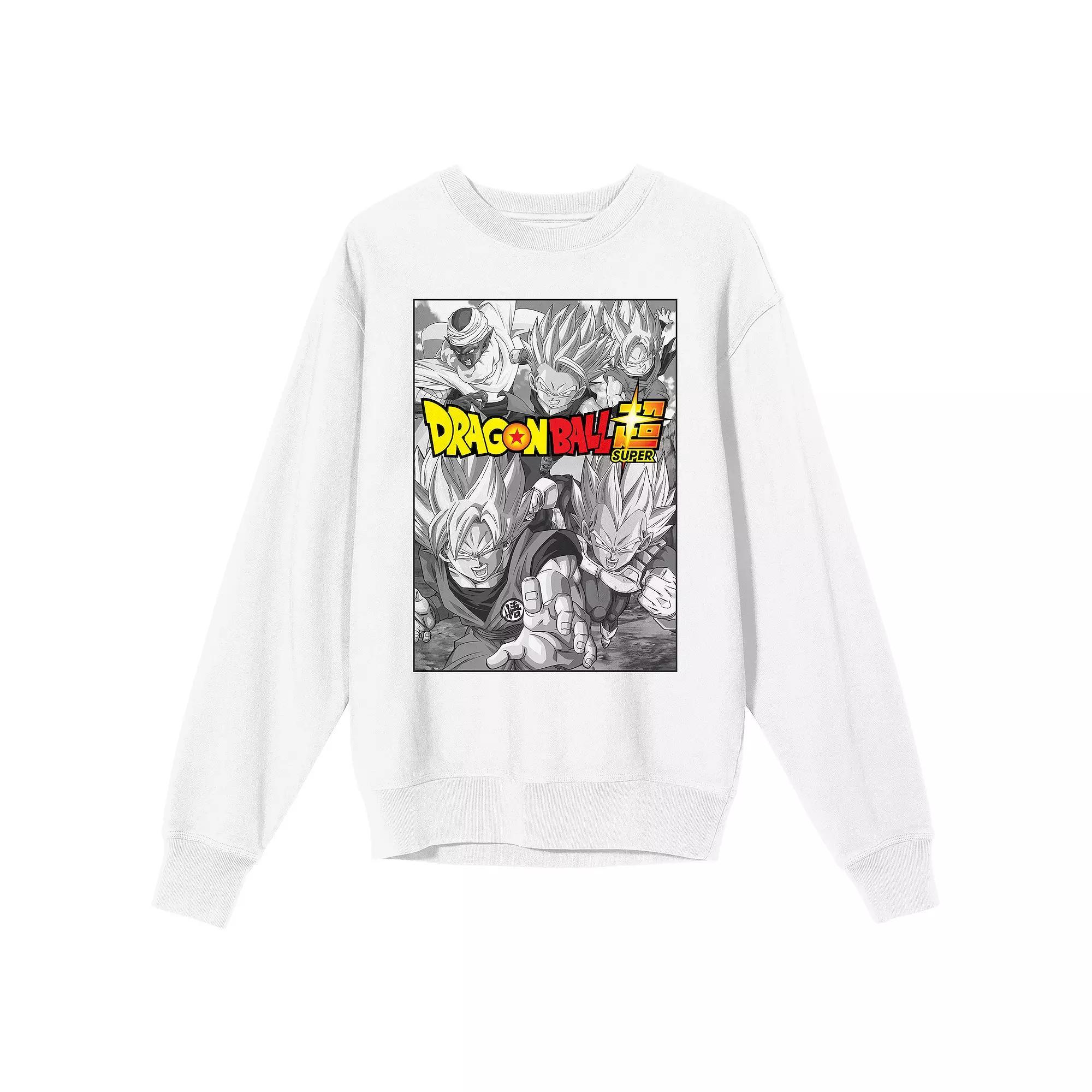 Men's Dragon Ball Super Group Long Sleeve Graphic Pullover, Size: Medium, White Product Image