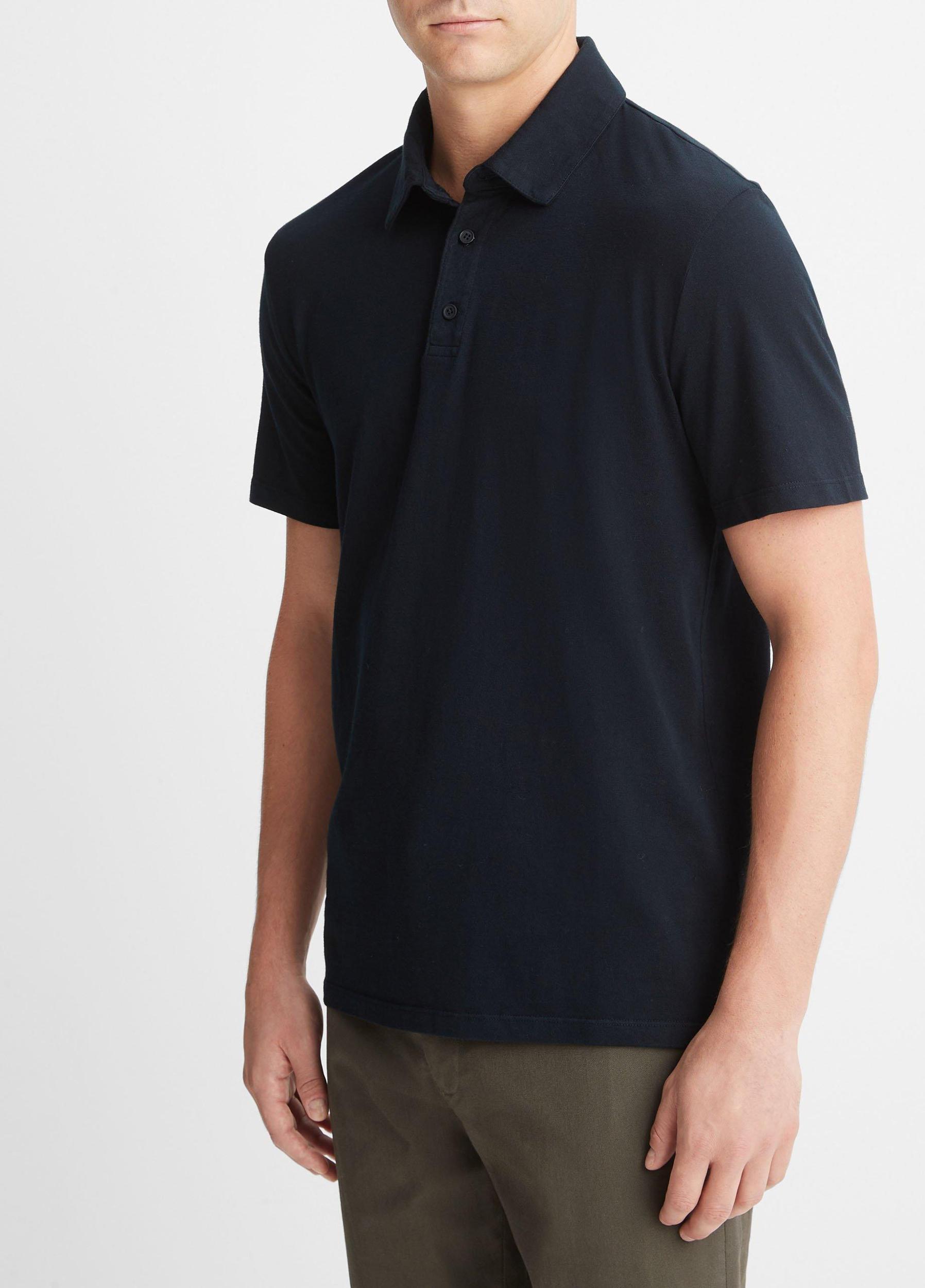 Mens Garment Dye Cotton Polo Shirt, Optic White, Size S Vince Product Image