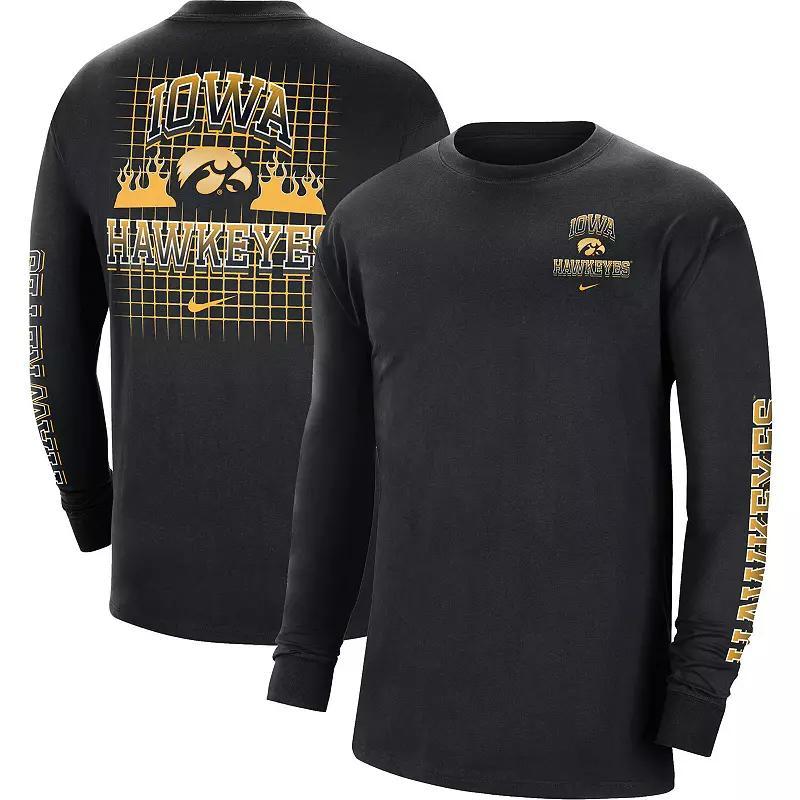 Men's Nike Black Iowa Hawkeyes Tour Max 90 Long Sleeve T-Shirt, Size: Small Product Image