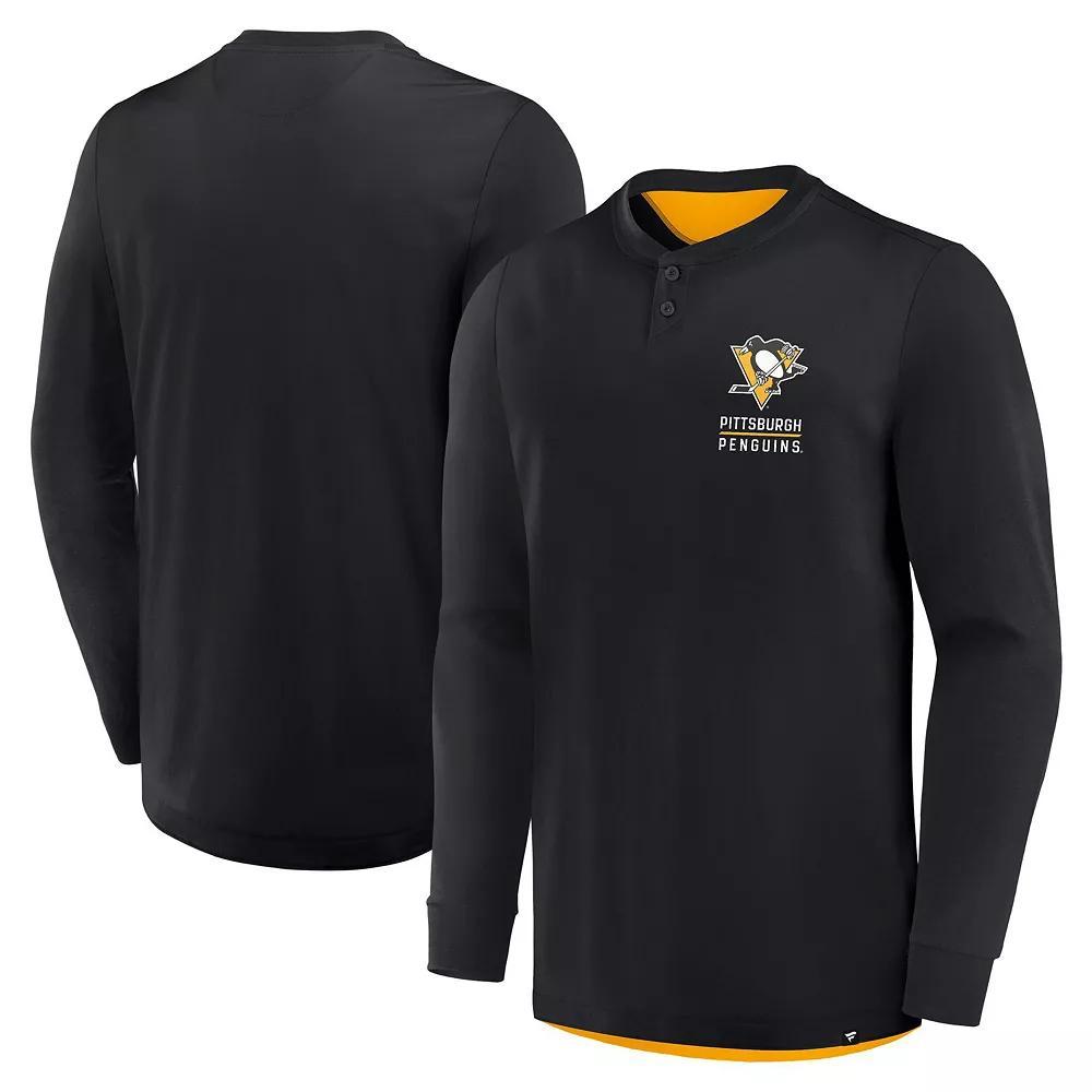 Men's Fanatics Black Pittsburgh Penguins Adrenaline Push Long Sleeve T-Shirt, Size: Small Product Image