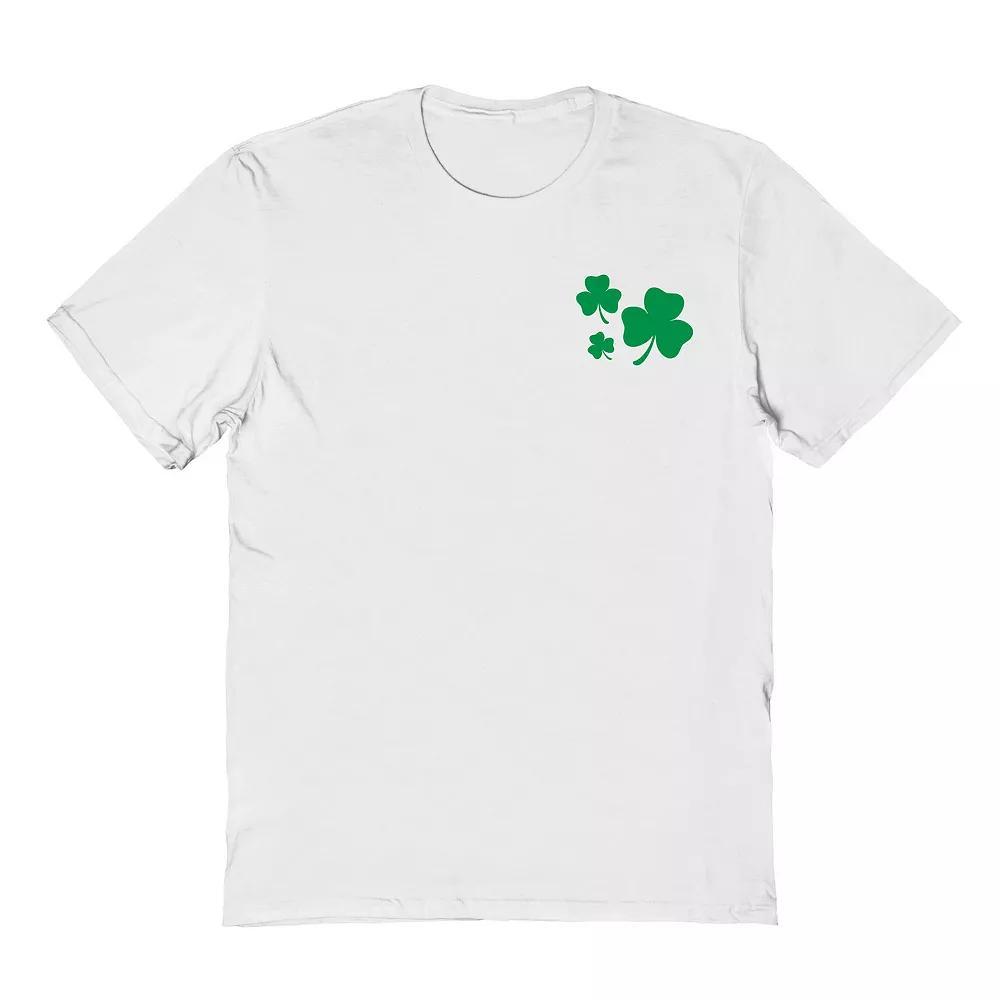 Men's St Patrick's Day Green Shamrock Pocket Graphic Tee, Size: XXL, White Product Image