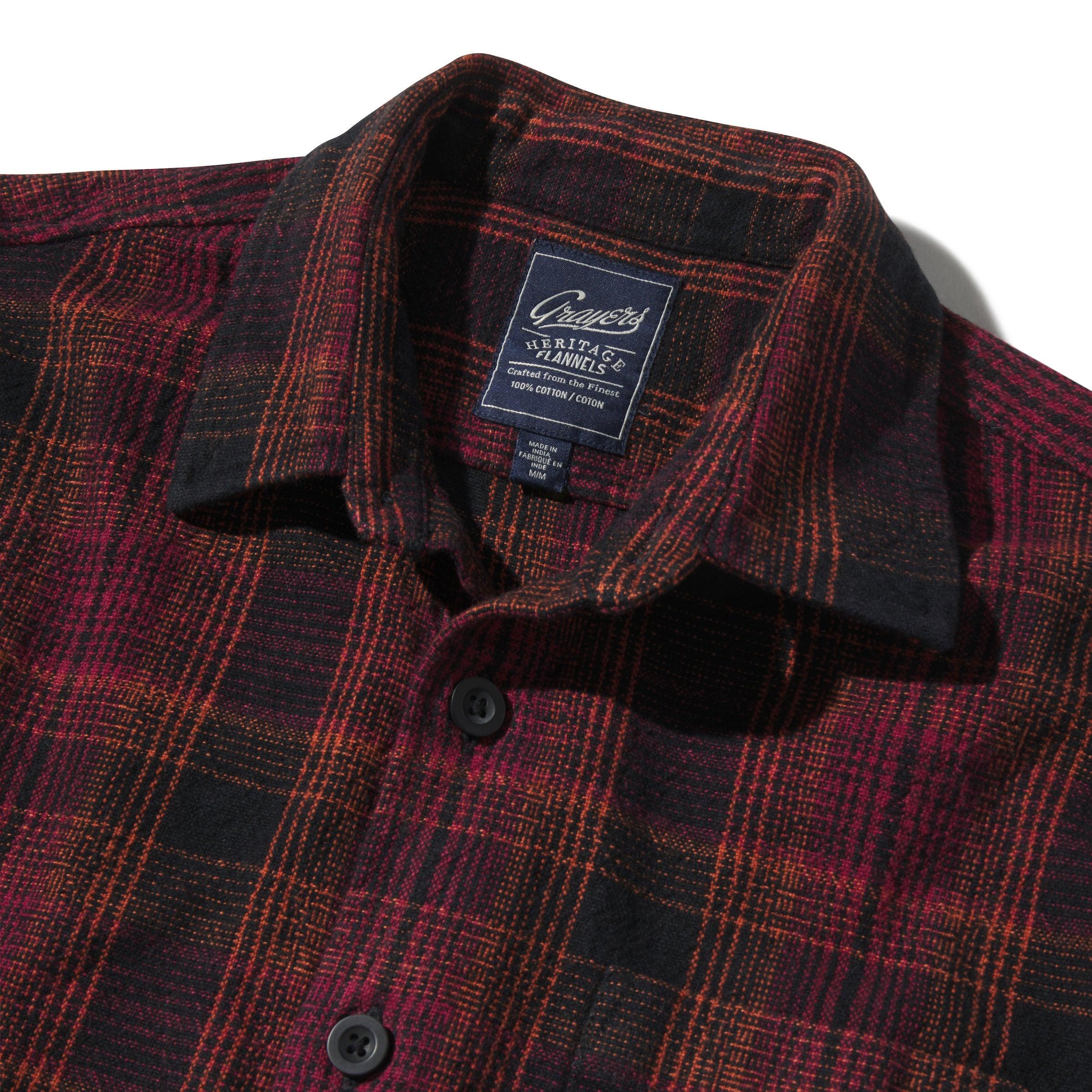 Heavy Casement Flannel Shirt - Black Burgundy Orange (Final Sale)* Product Image