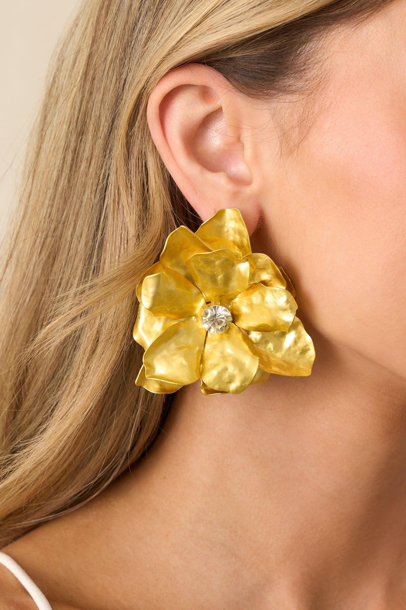 Everlasting Bliss Gold Floral Statement Earrings Product Image