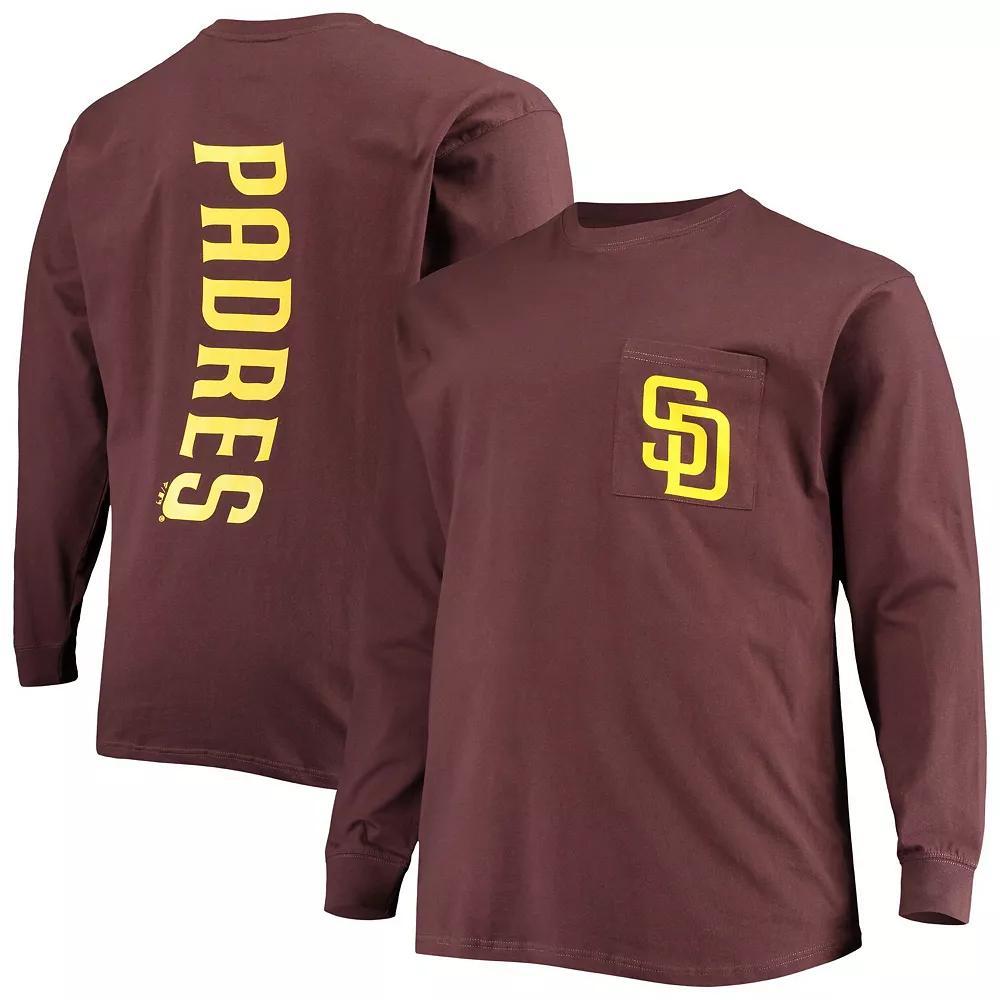 Men's Fanatics Branded Brown San Diego Padres Big & Tall Solid Back Hit Long Sleeve T-Shirt, Size: 5XB Product Image