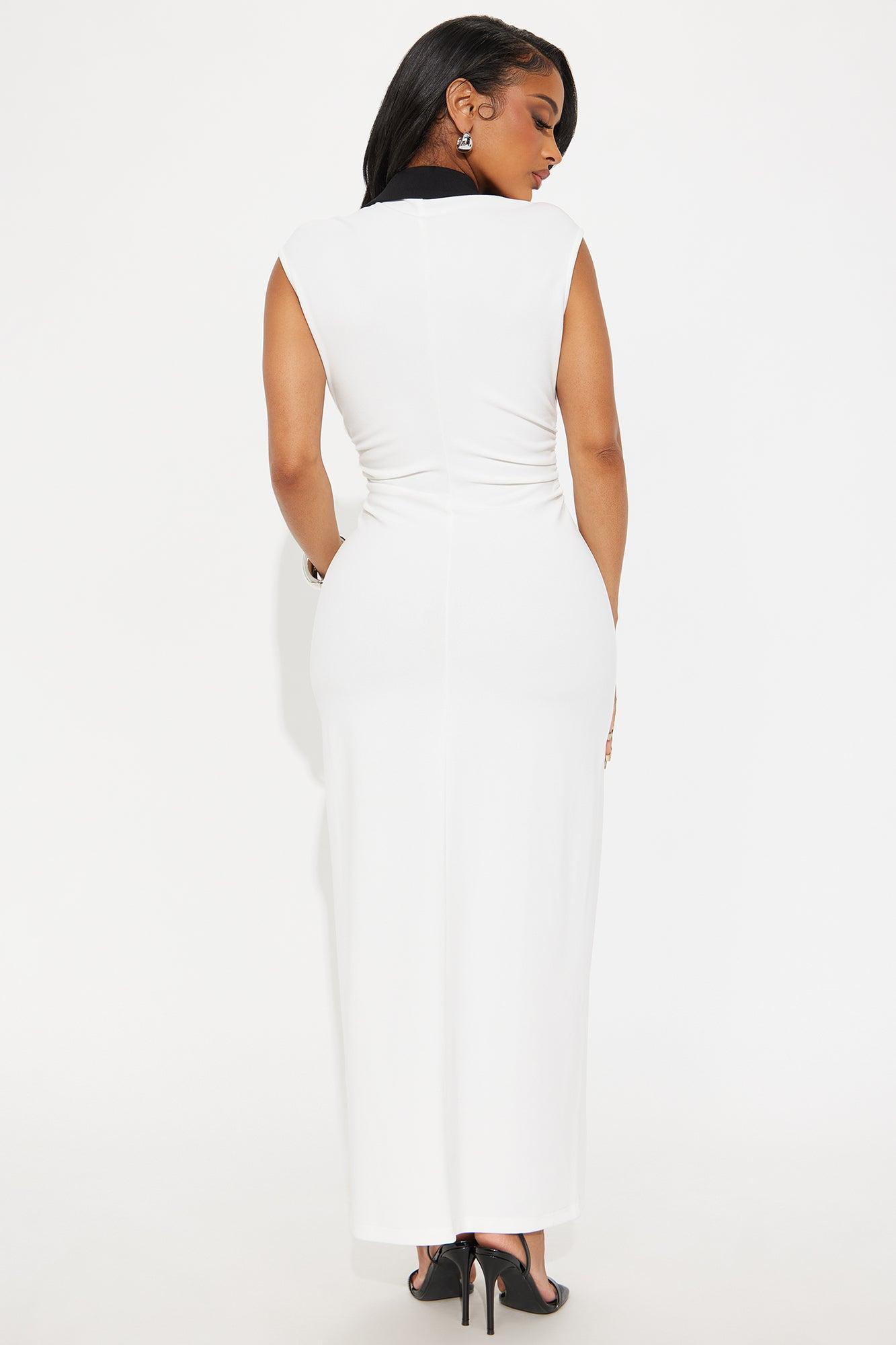 Stella Contrast Maxi Dress - White Product Image