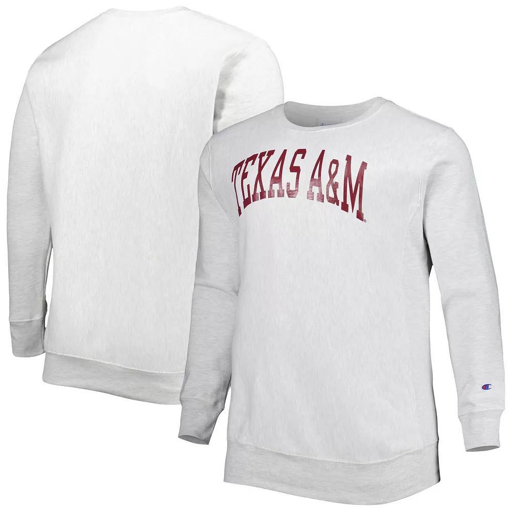 Men's Champion Heathered Gray Texas A&M Aggies Big & Tall Reverse Weave Fleece Crewneck Pullover Sweatshirt, Size: XLT, Grey Product Image