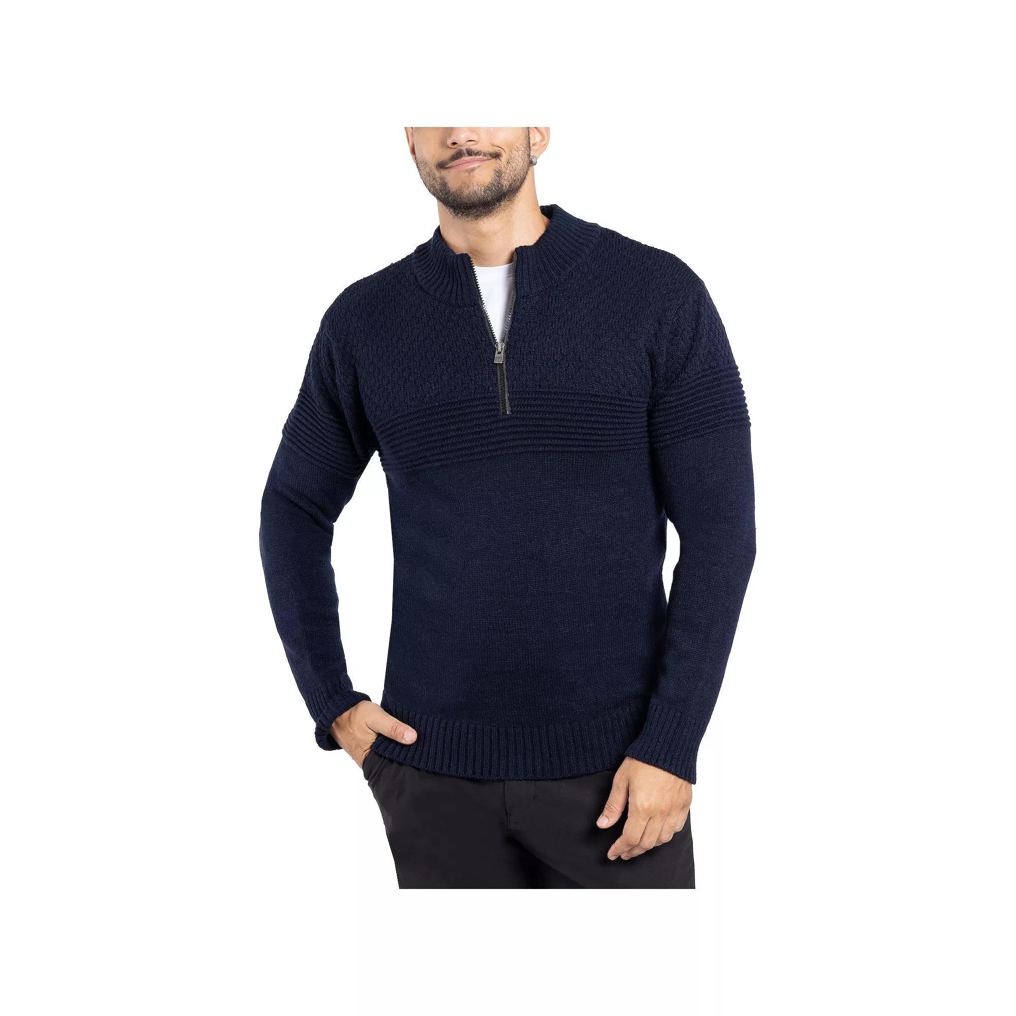 Mens Xray Pattern Block Quarter Zip Sweater Blue Product Image