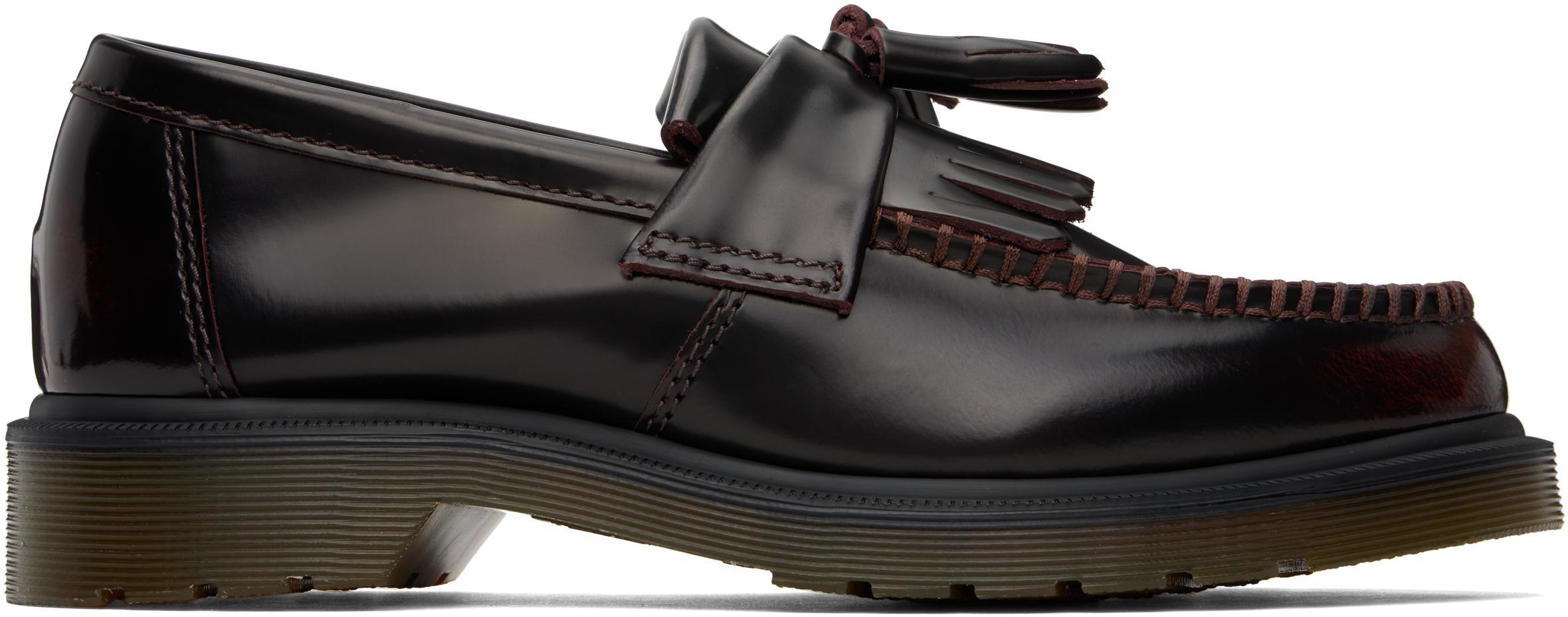 DR. MARTENS' Burgundy Adrian Arcadia Leather Tassel Loafers In Cherry Red Arcadia Product Image