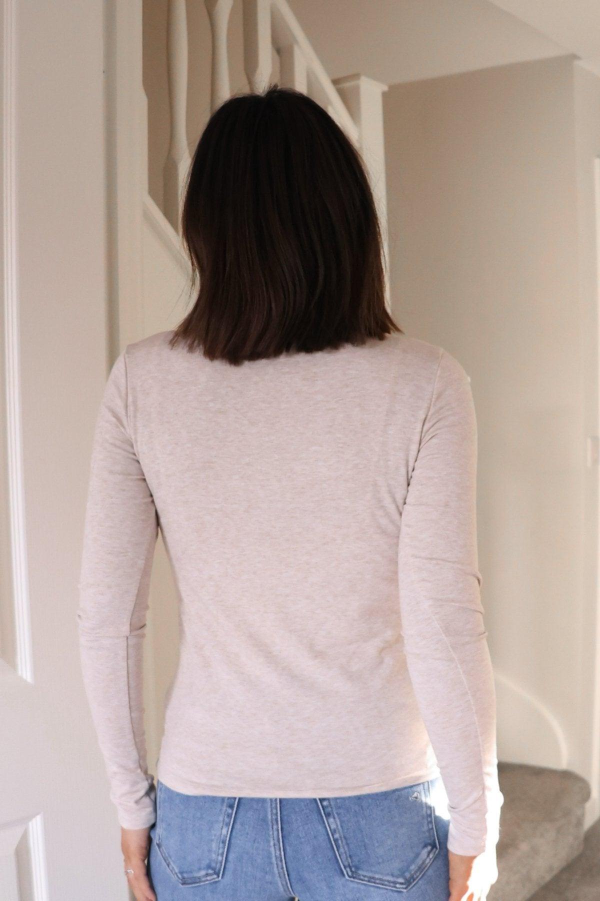 Everly Basic Long Sleeve Top - Oatmeal Female Product Image