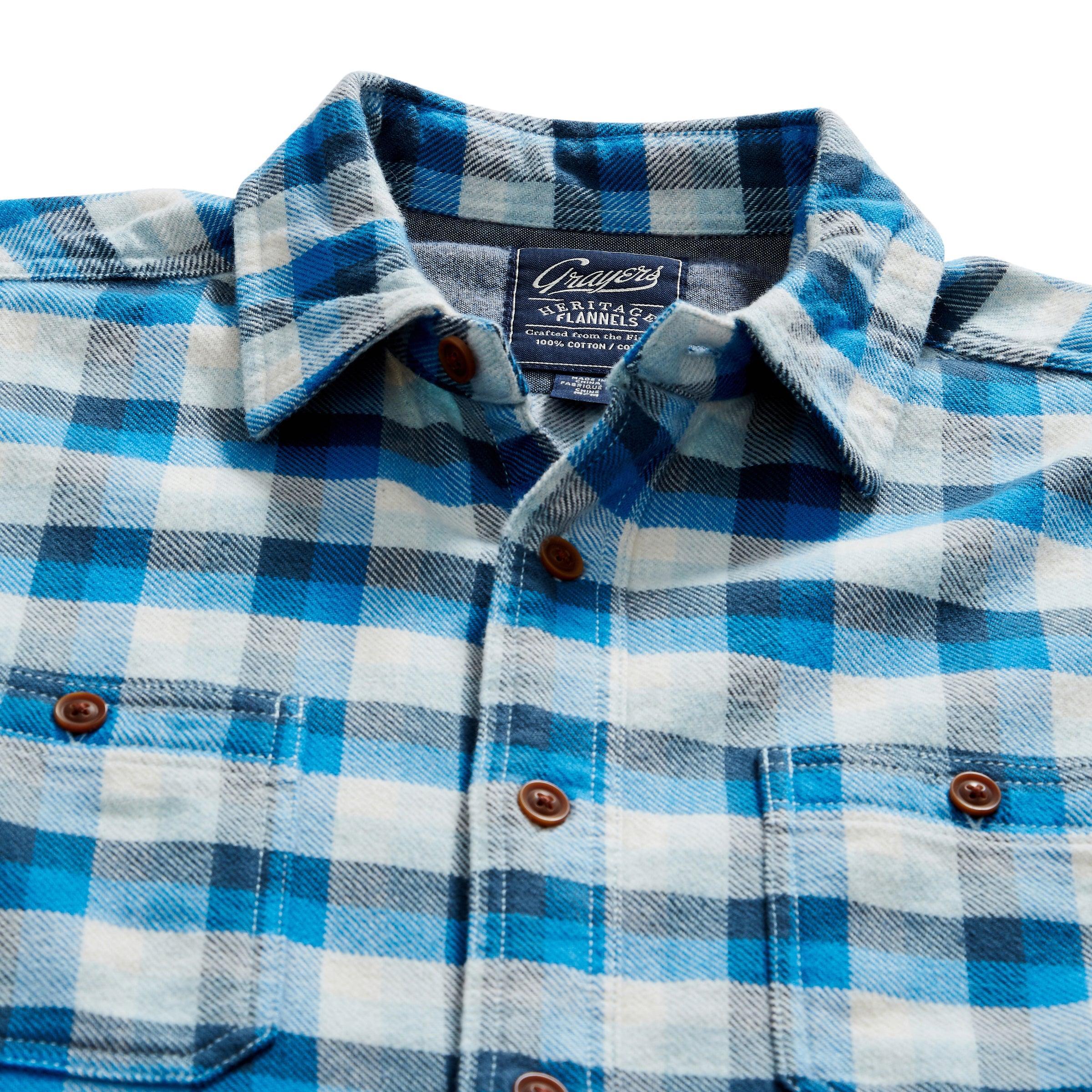 Gingham Heritage Flannel Shirt - Navy Blue Gray (Final Sale)* Product Image
