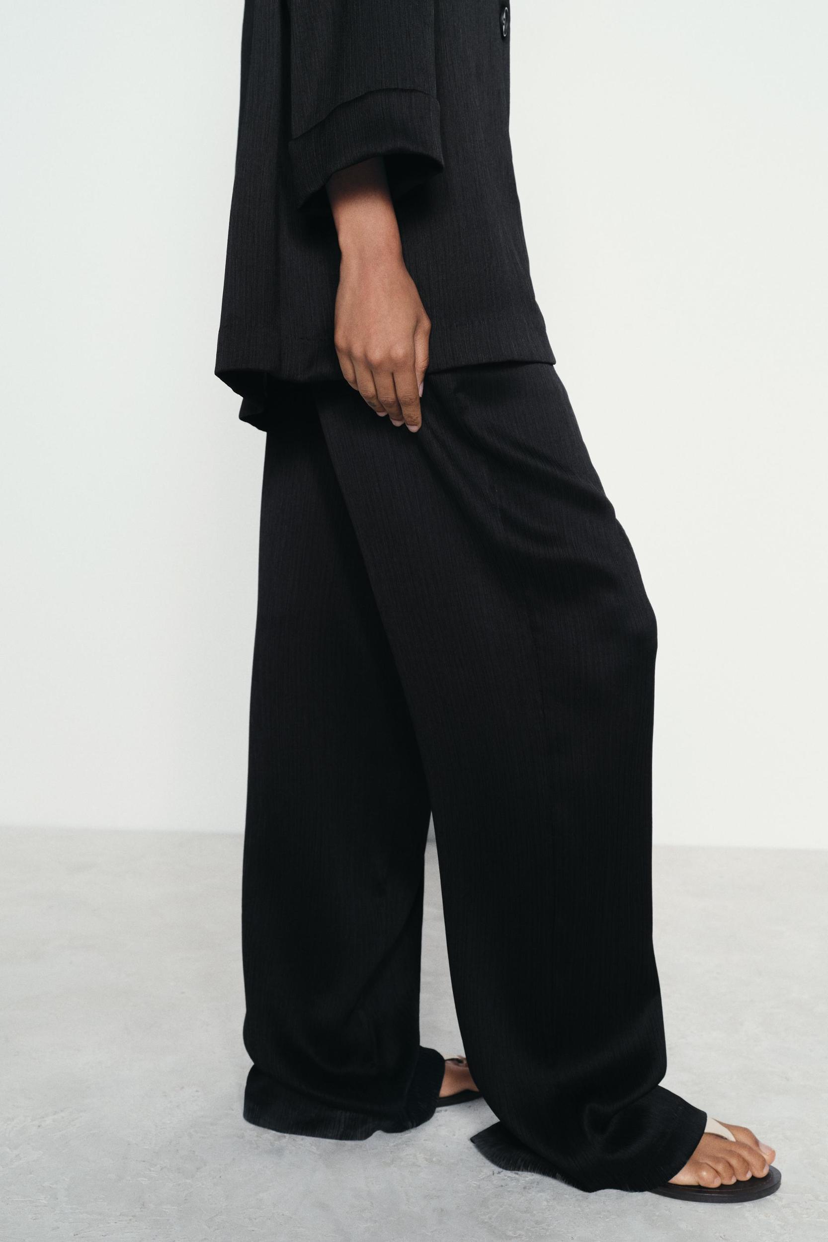 WRINKLED EFFECT WIDE LEG PANTS Product Image