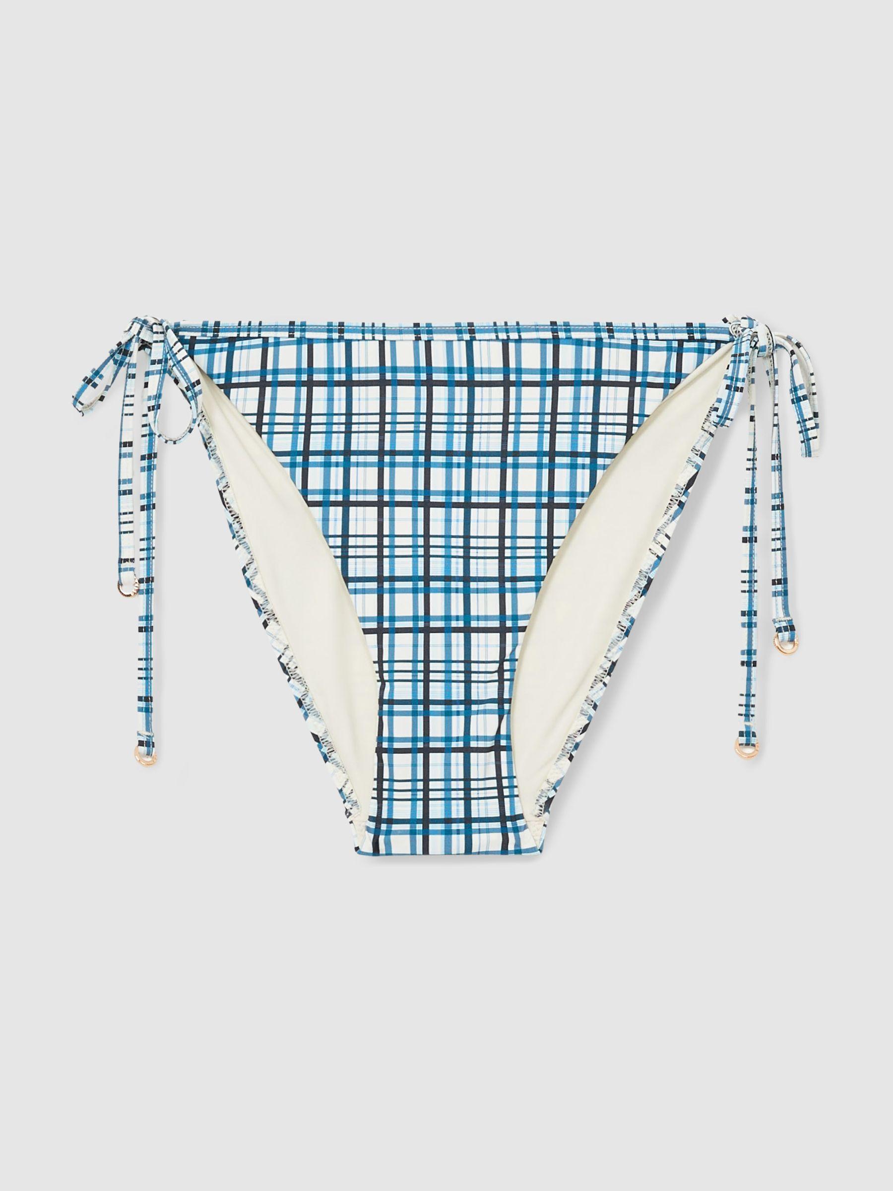 Check Side-Tie Bikini Bottoms in Blue Product Image