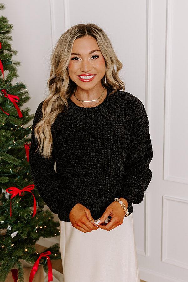 Fall Sentiments Chenille Sweater In Black Product Image