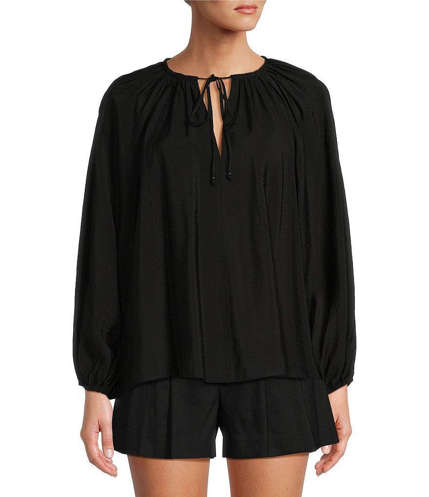 Antonio Melani Effie Long Sleeve Split V Tie Neck Blouse Product Image