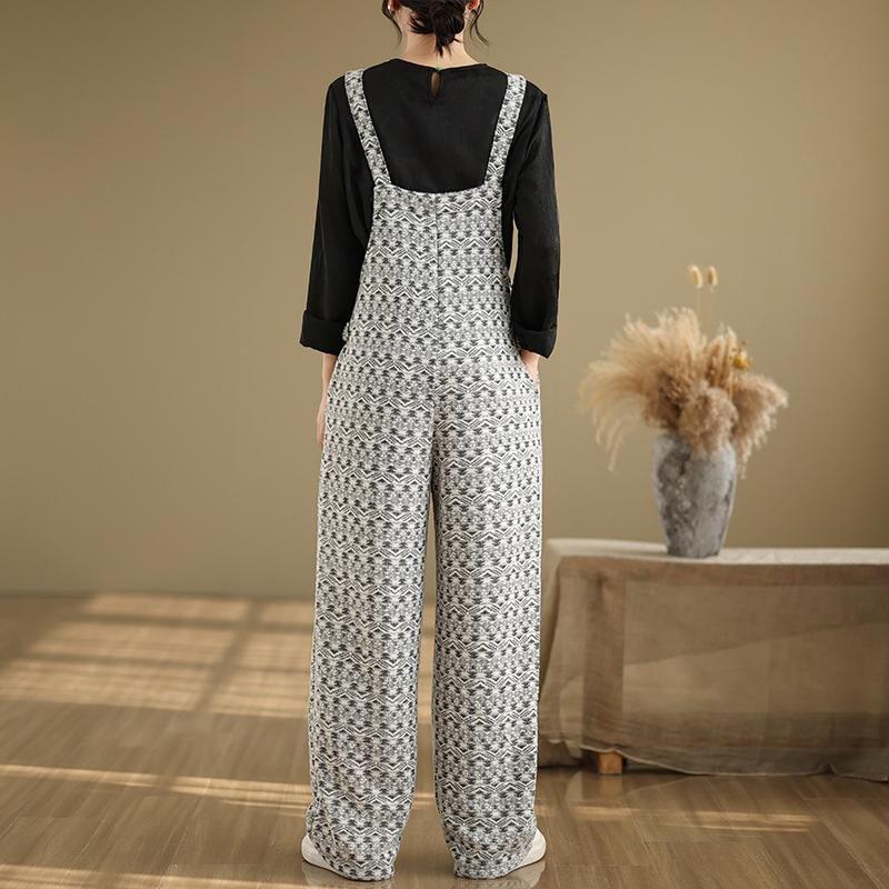 Patterned Half-Zip Wide Leg Dungaree Product Image