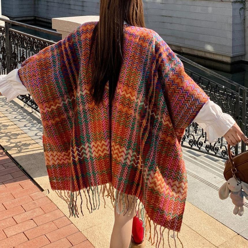 Plaid Fringed Shawl Product Image