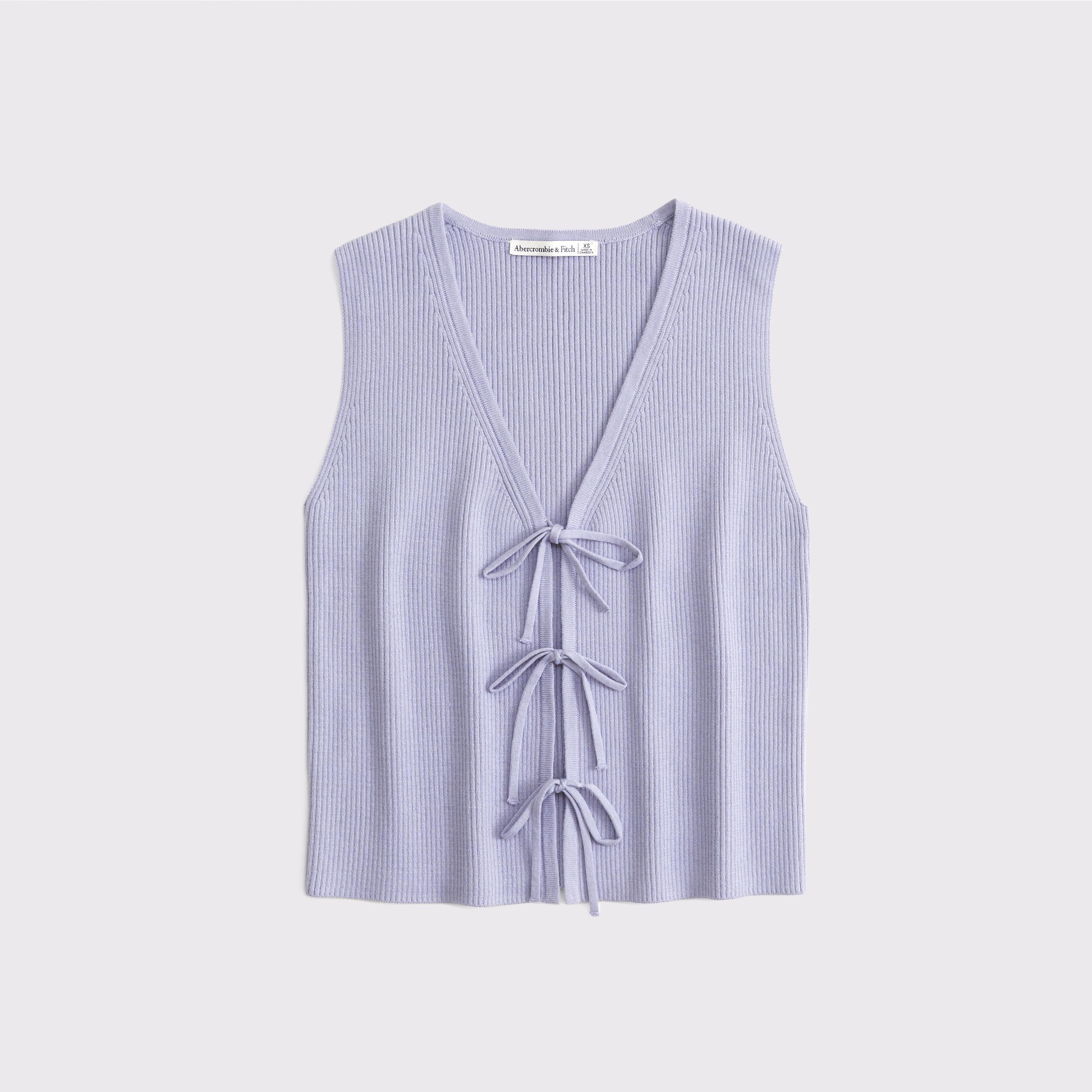 Tie-Front V-Neck Sweater Vest Product Image
