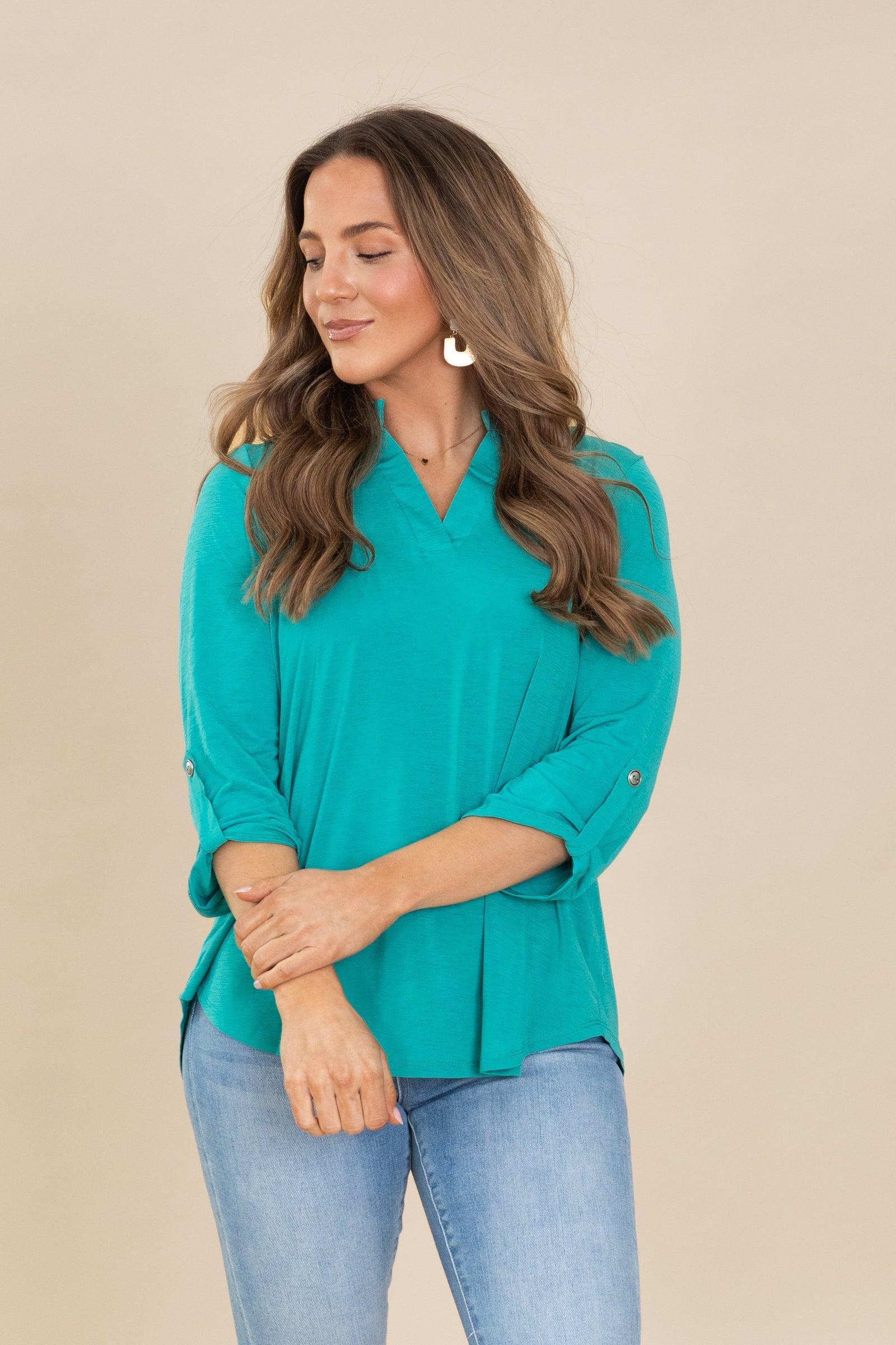 Lizzy Notch Neck Wrinkle Free Top Product Image