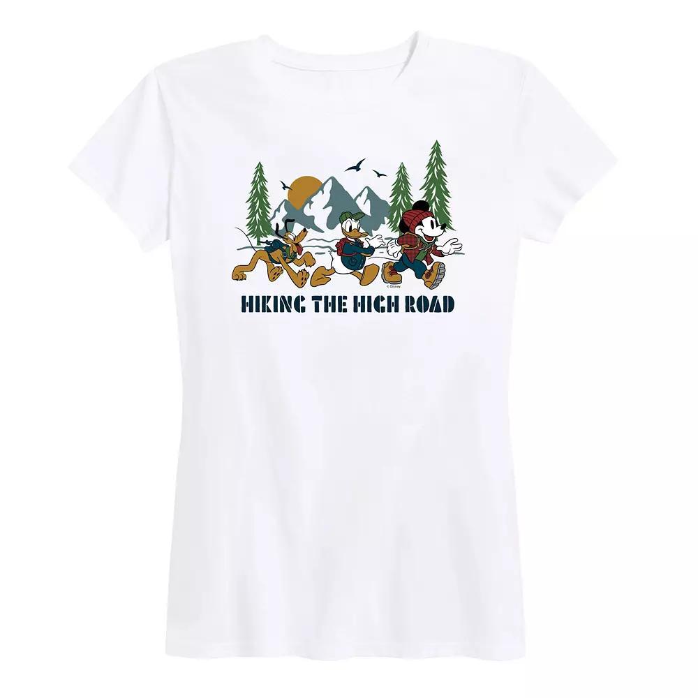 Disneys Mickey Mouse, Donald Duck & Pluto Womens Hiking The High Road Graphic Tee Product Image