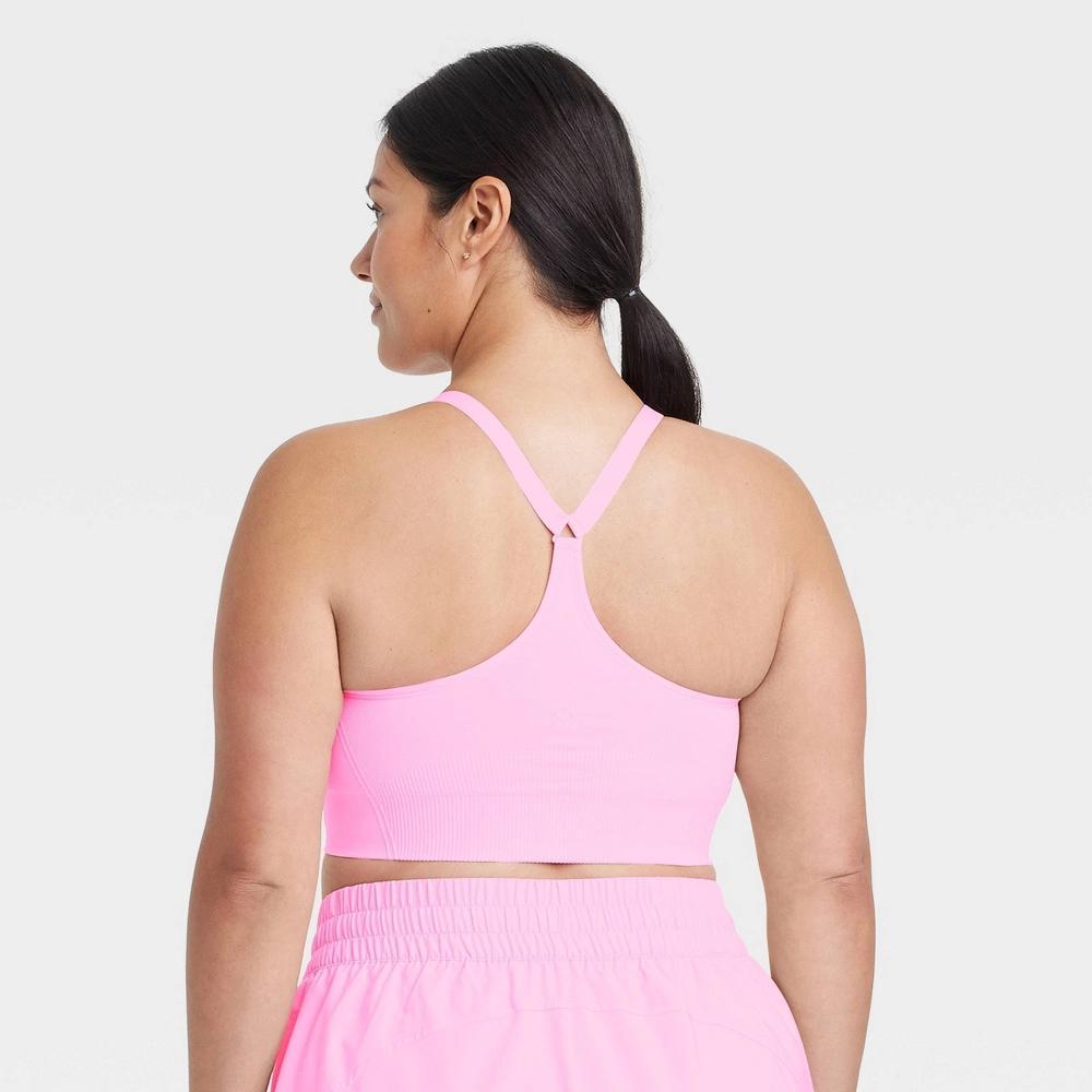 Womens Seamless Medium Support Cami Sports Bra - All In Motion Light XS: Racerback, Removable Cups Product Image