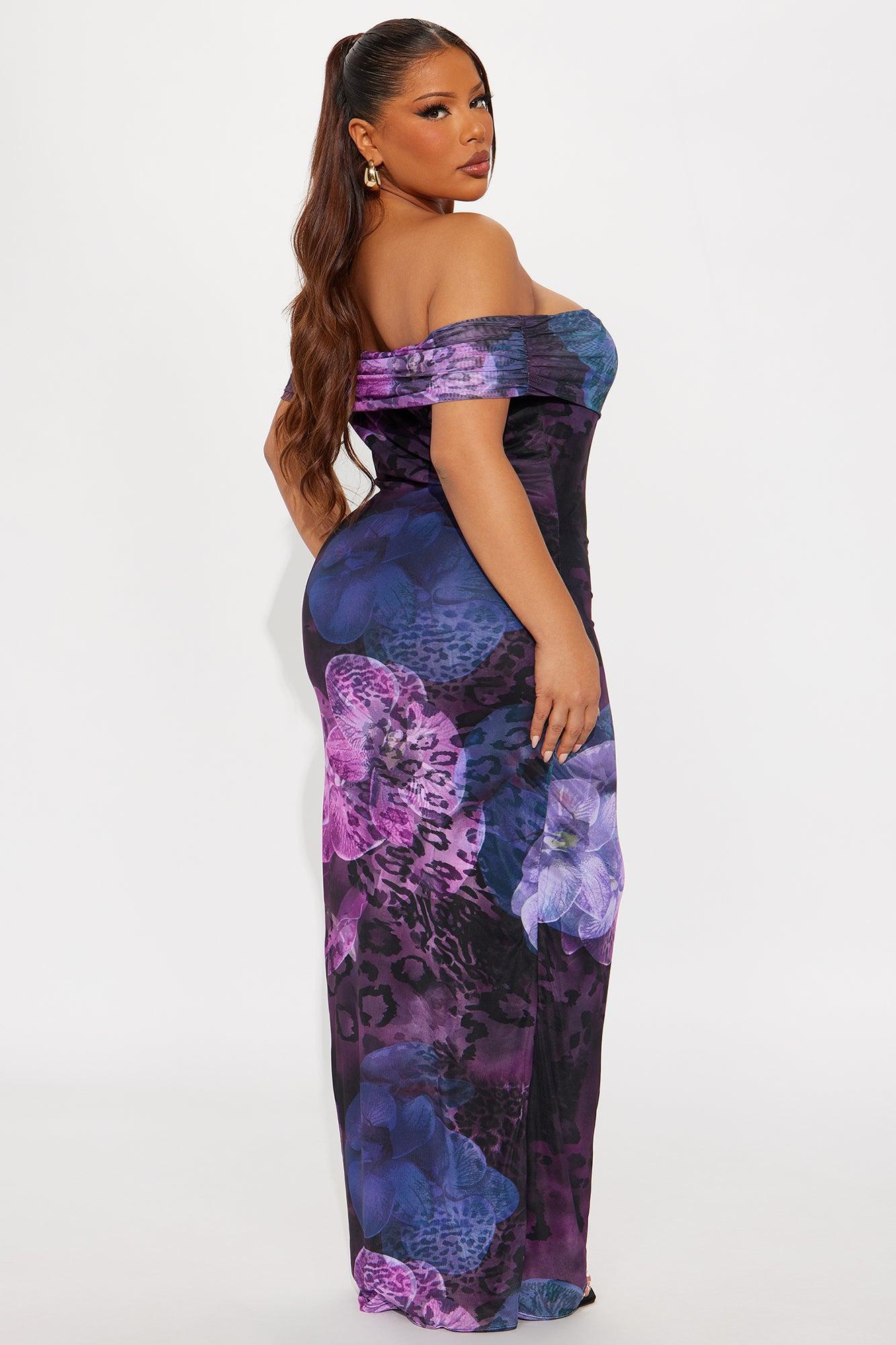 Flirty Floral Maxi Dress - Purple/combo Product Image