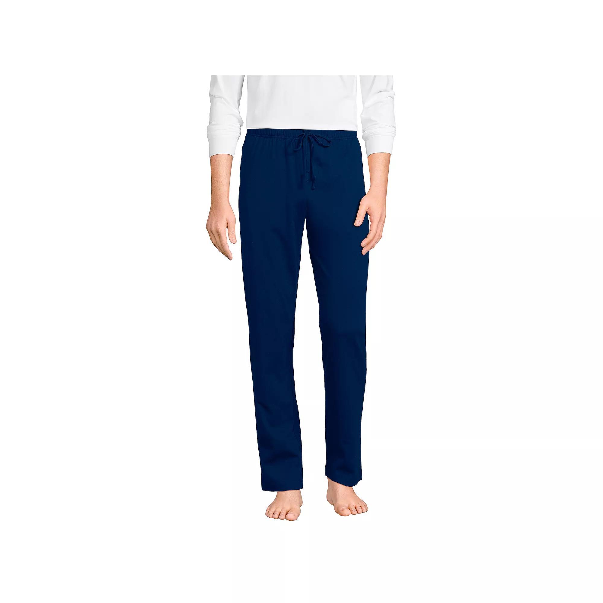 Men's Lands' End Knit Jersey Sleep Pants, Size: Large, Deep  Blue Product Image