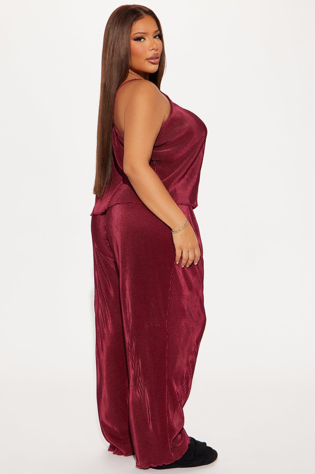 Always Bedtime Plisse PJ Pant Set - Wine Product Image