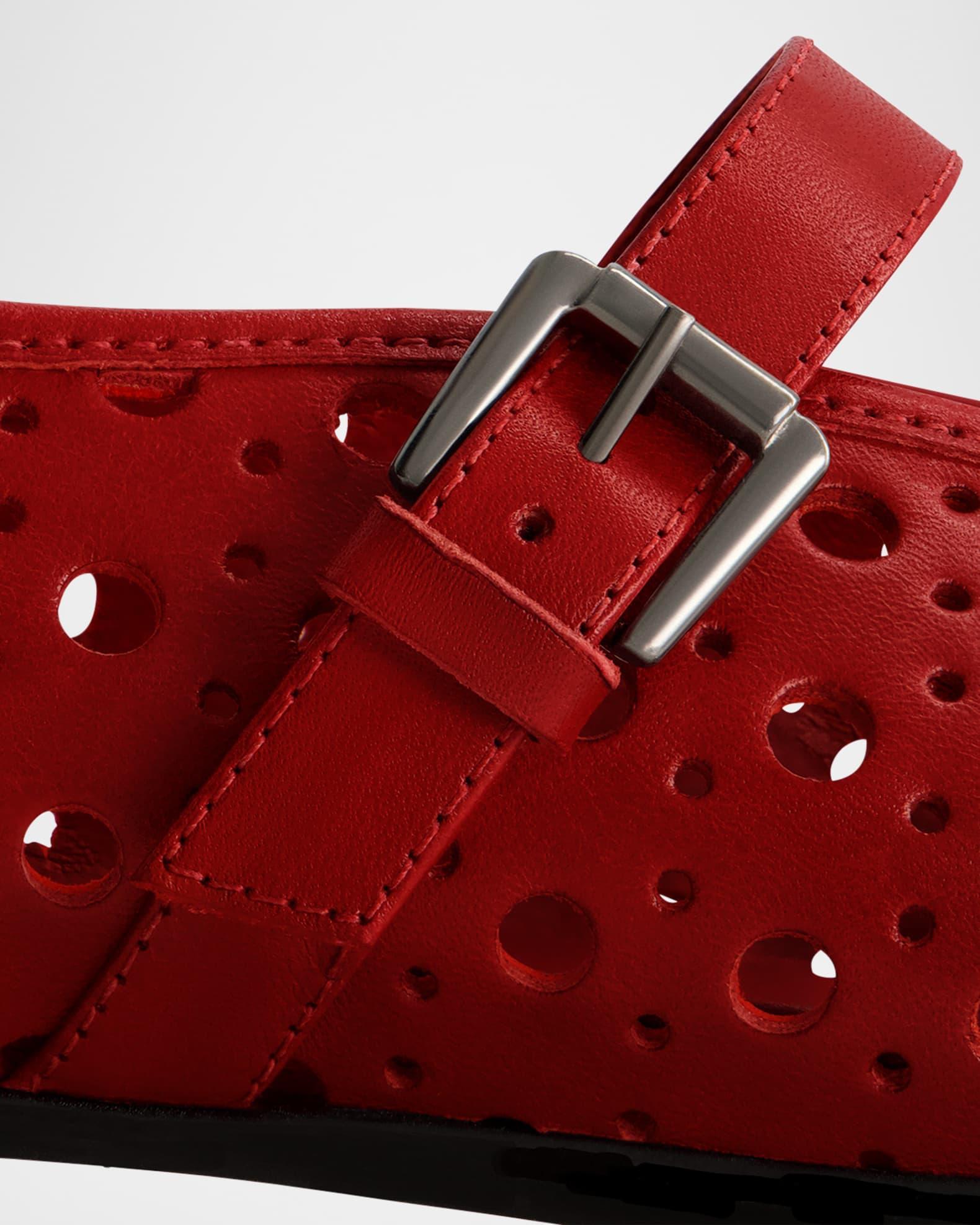 Perforated Leather Mary Jane Ballerina Flats Product Image