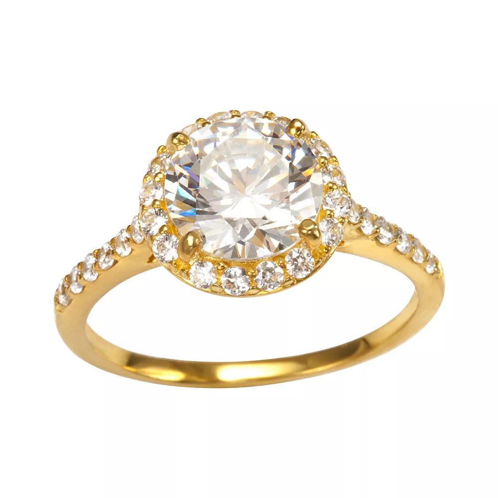 Sophie Miller 14k Gold Over Silver Cubic Zirconia Halo Ring, Women's, Size: 6, White Product Image