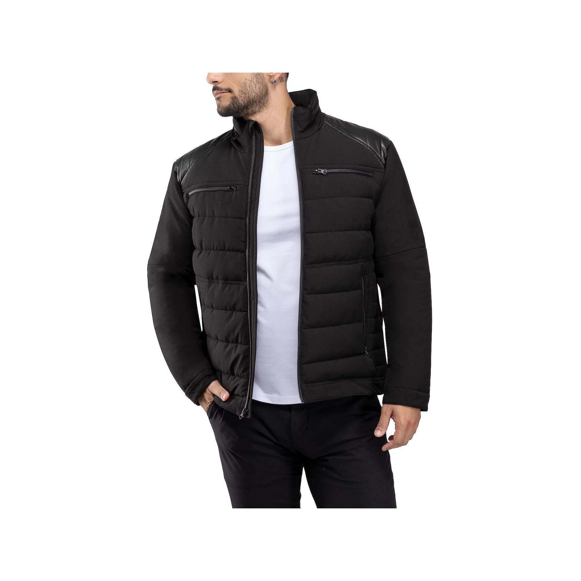 Men's Xray Puffer Jacket with Faux Leather Shoulder, Size: 2XL, Black Product Image