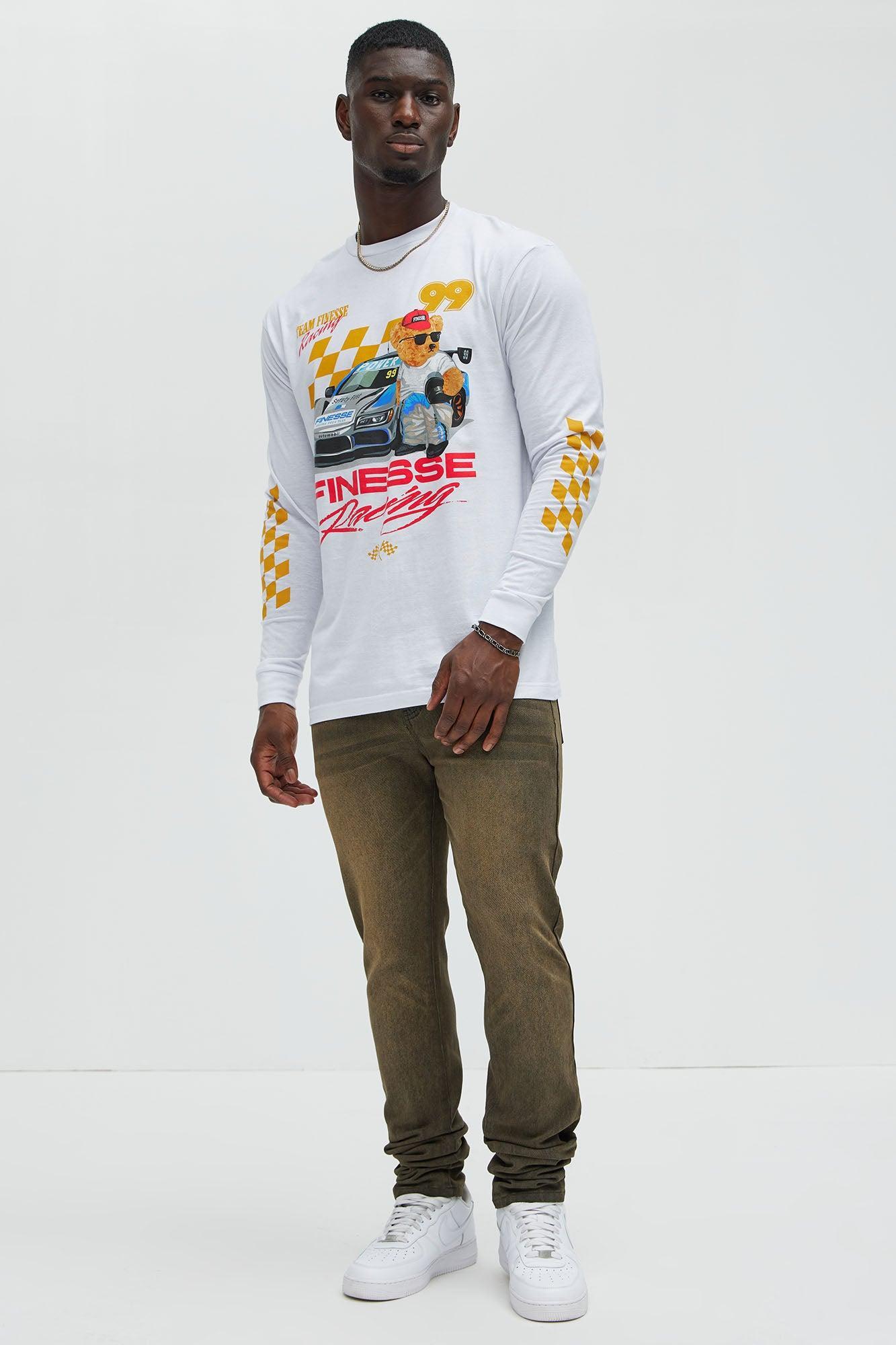 Finesse Racing Bear Long Sleeve Tee - White Product Image