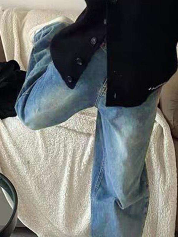 Vintage High Waist Wide Leg Boyfriend Jeans Product Image