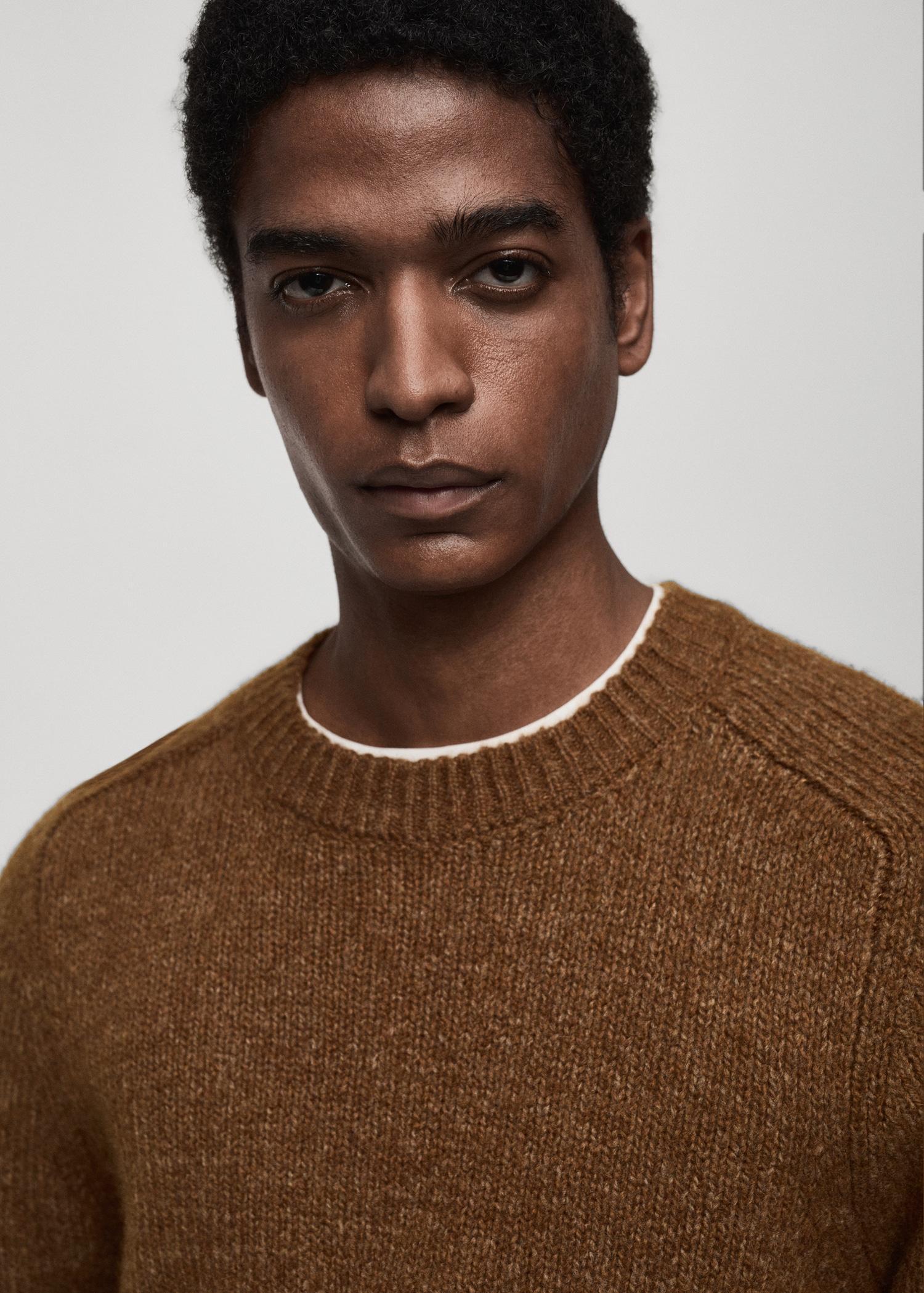 Wool and cotton-blend knitted sweater - Men | MANGO USA Product Image