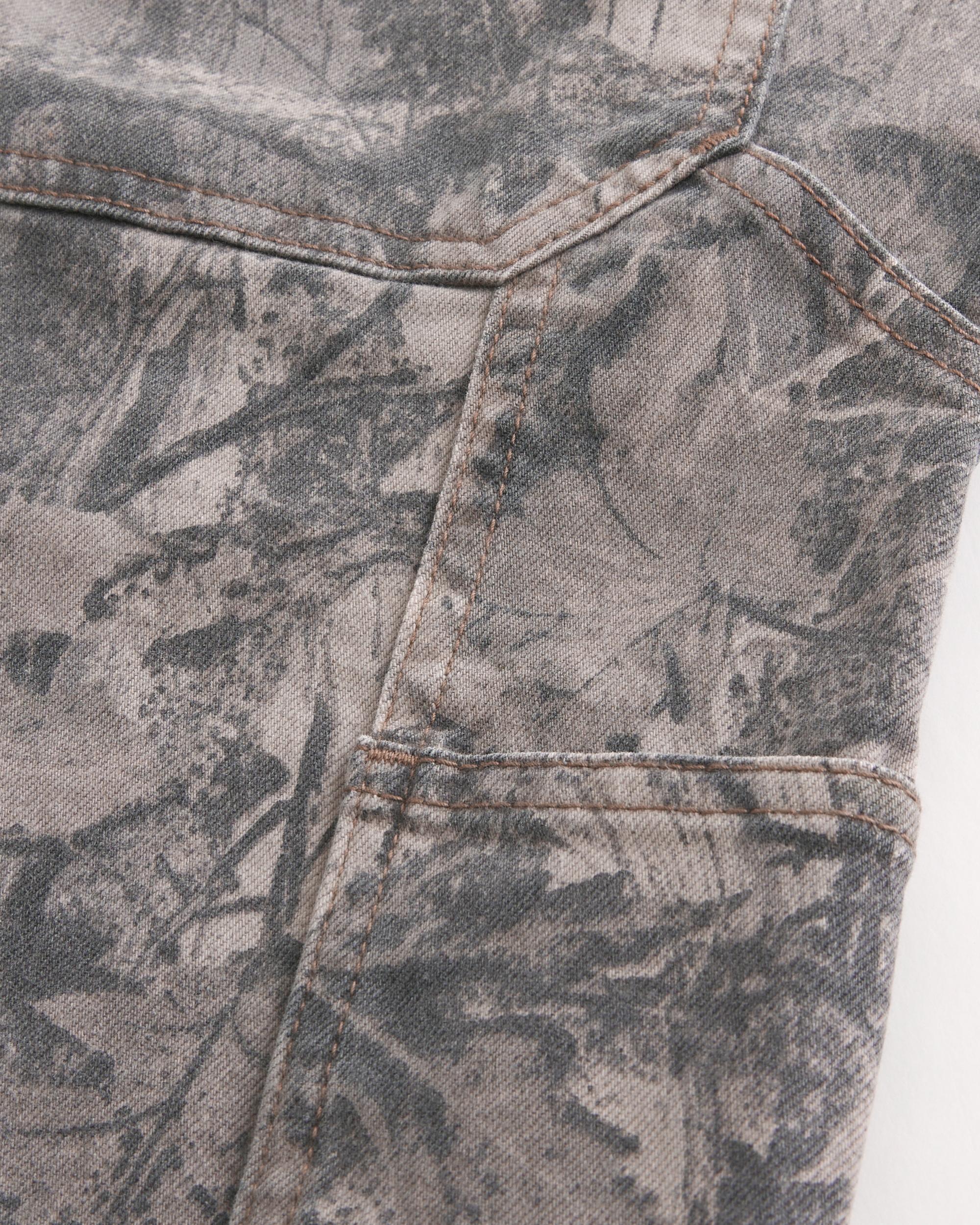 Washed Black Baggy Denim Shorts Product Image