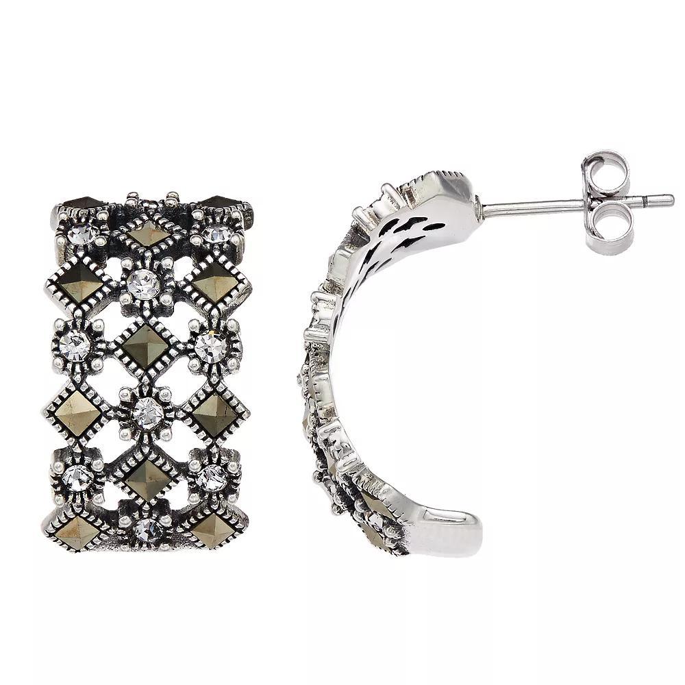 Tori Hill Marcasite & Crystal Openwork Earrings, Women's, Silvertone Product Image