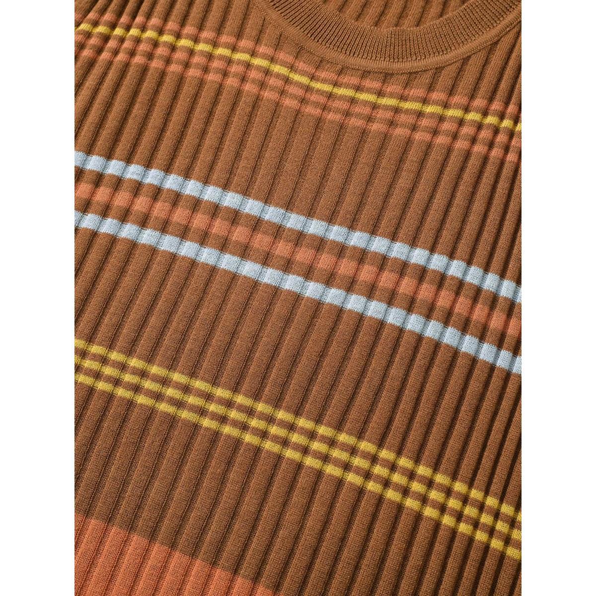 Plus Size Supersoft Essentials Contrast Striped Pullover Rust Women Casual Long Sleeve Round Neck Everyday Pullovers BloomChic 30/6X Product Image