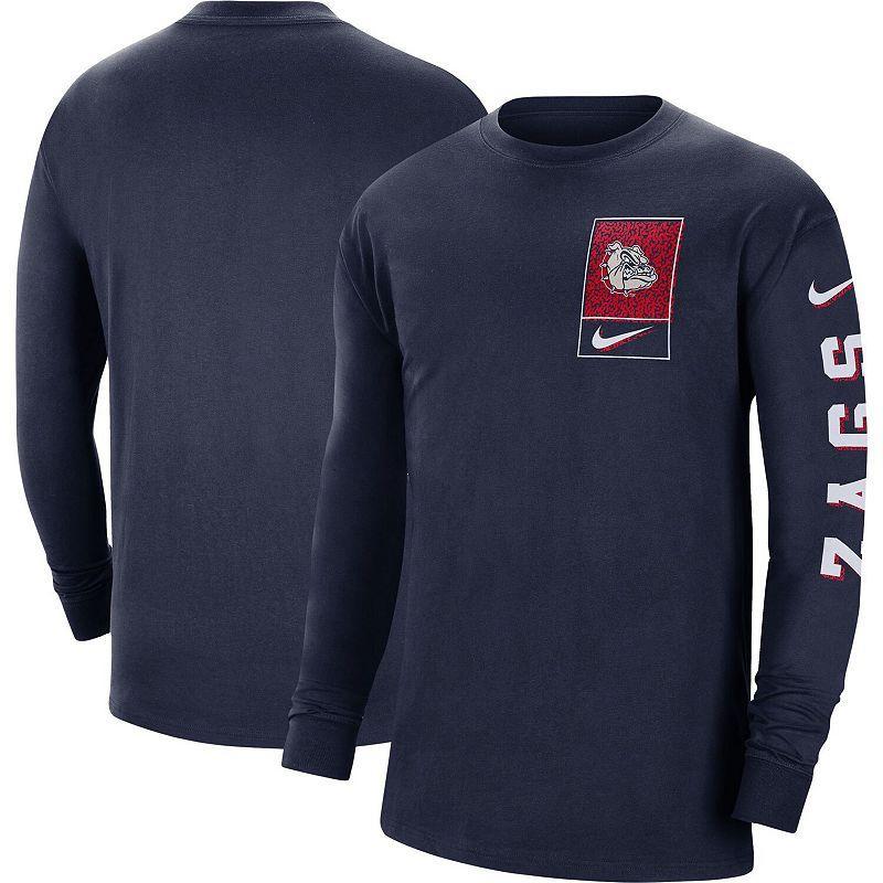 NIKE Men's  Navy Gonzaga Bulldogs Seasonal Max90 2-hit Long Sleeve T-shirt Product Image