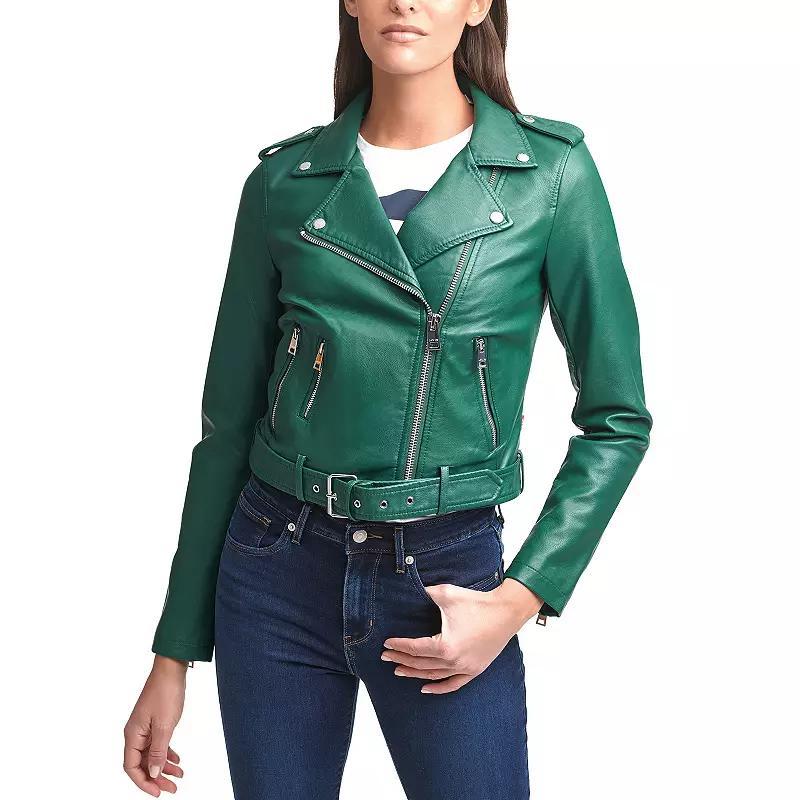 Womens Levis Belted Faux Leather Motorcycle Jacket Product Image