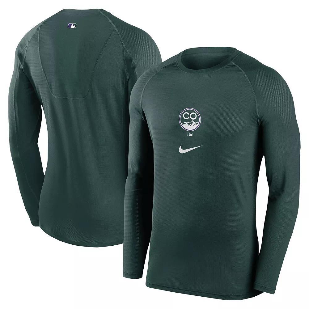 Men's Nike  Green Colorado Rockies City Connect Base Layer Raglan Long Sleeve Performance T-Shirt, Size: Large Product Image