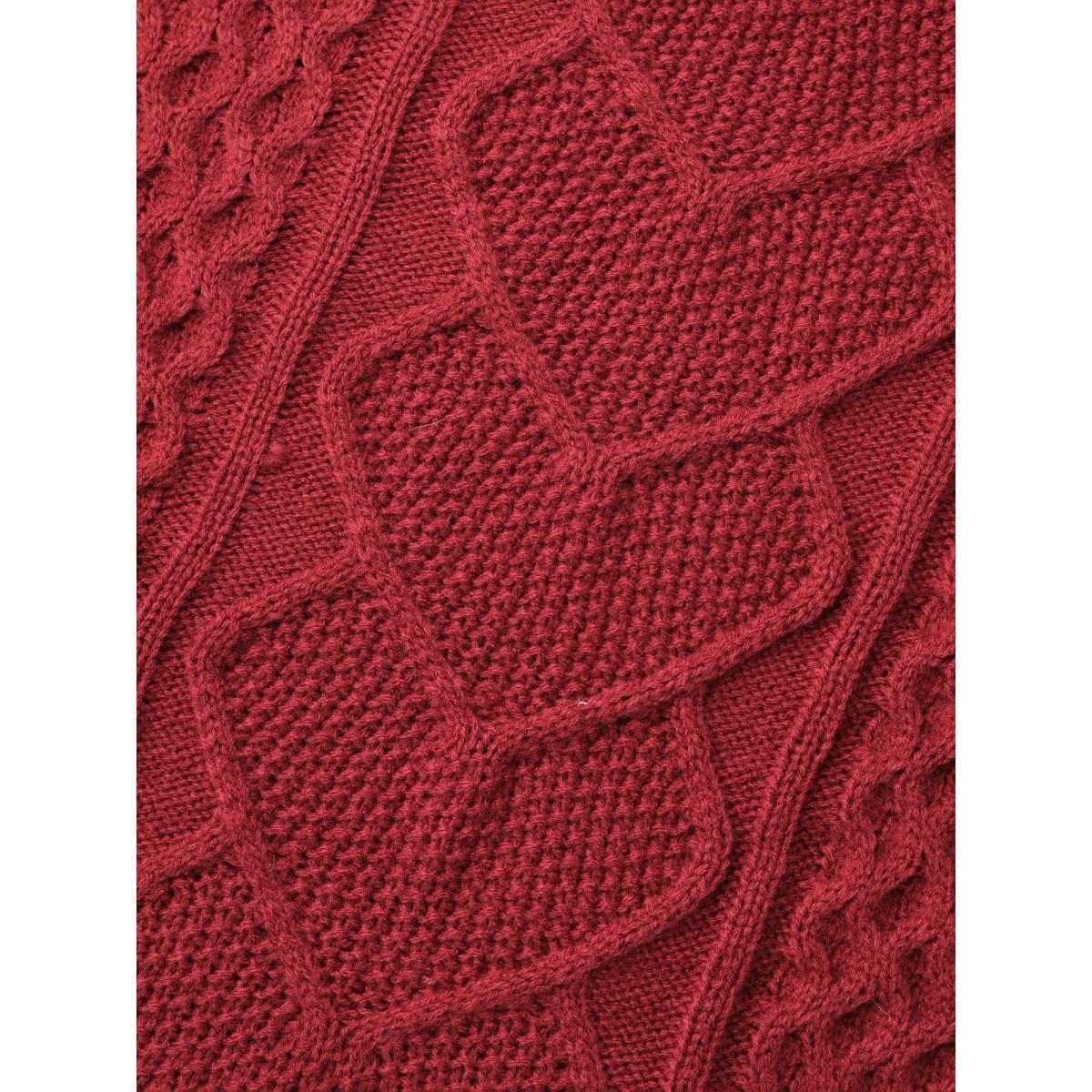 Plus Size Crew Neck Split Hem Textured Pullover Brightred Women Casual Loose Long Sleeve Round Neck Everyday Pullovers BloomChic 26/4X Product Image