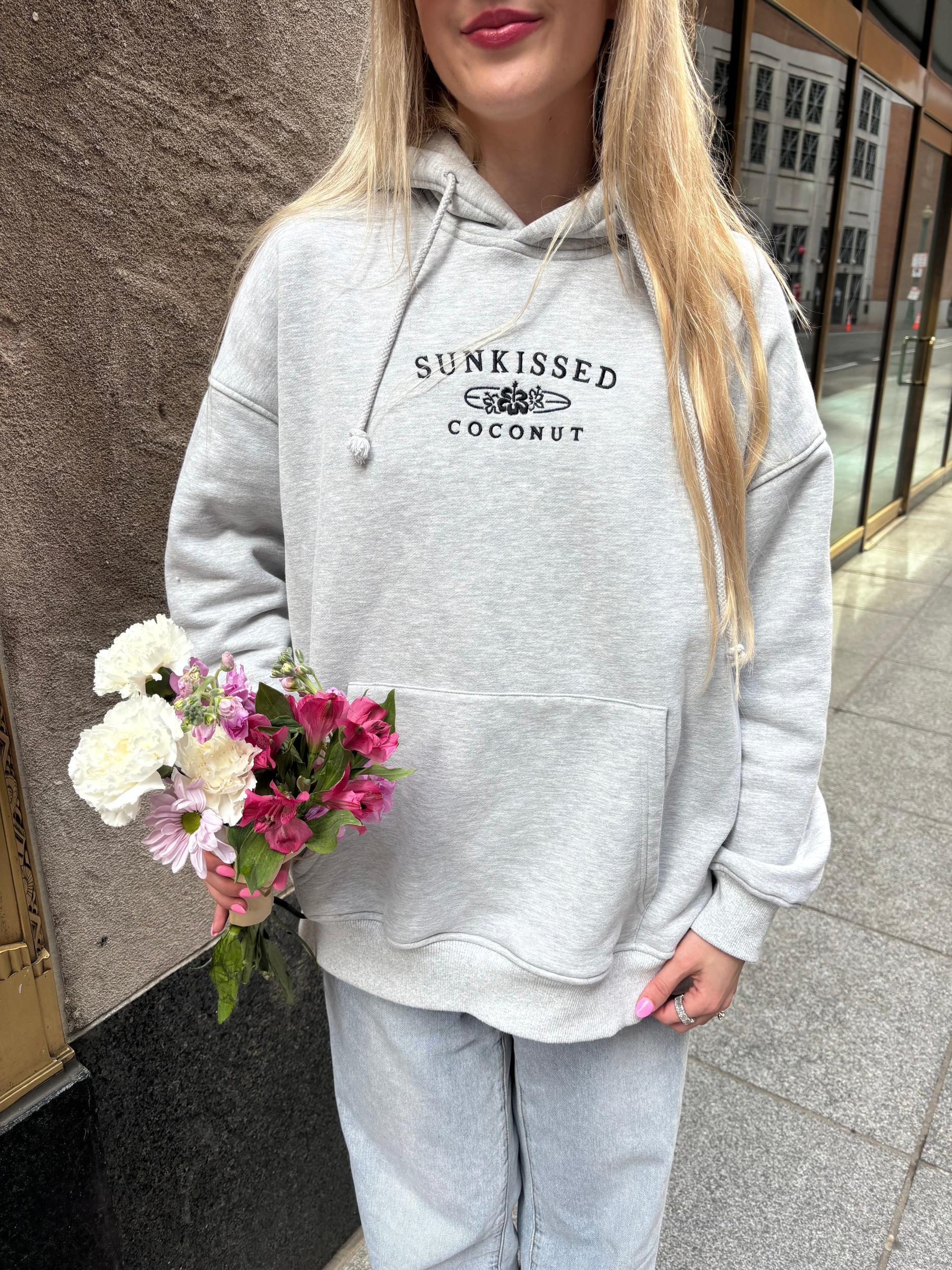 Afternoon Grey Sunkissedcoconut Logo Embroider Hoodie Girls Product Image