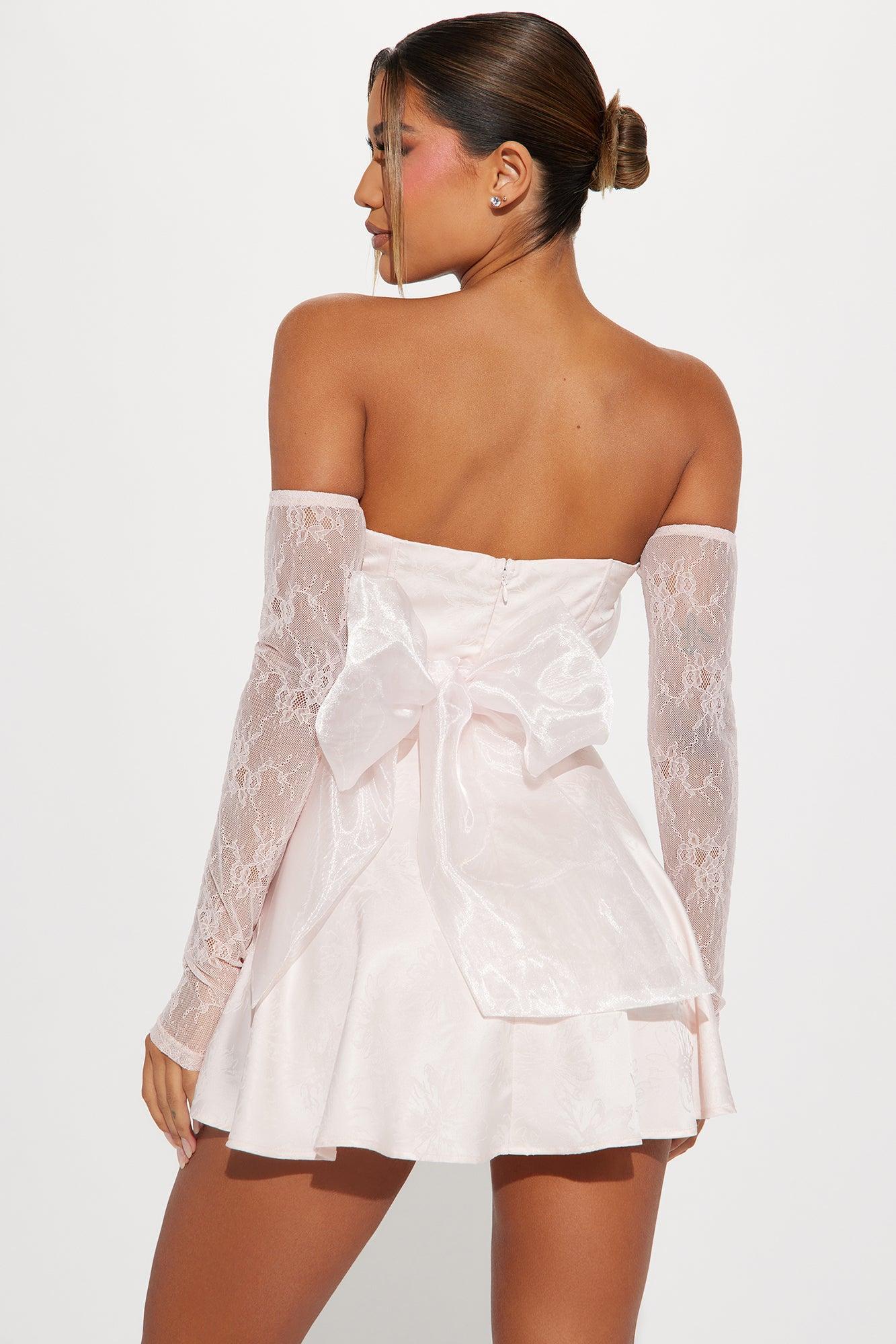 Bailey Satin Mini Dress - Blush Product Image