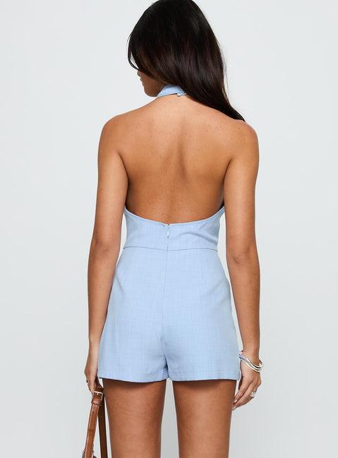 Del Rio Halter Playsuit Blue Product Image