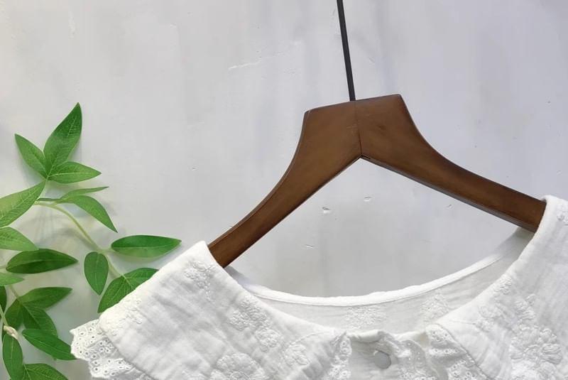 Frill Trim Collar Button-Up Plain Cardigan Product Image