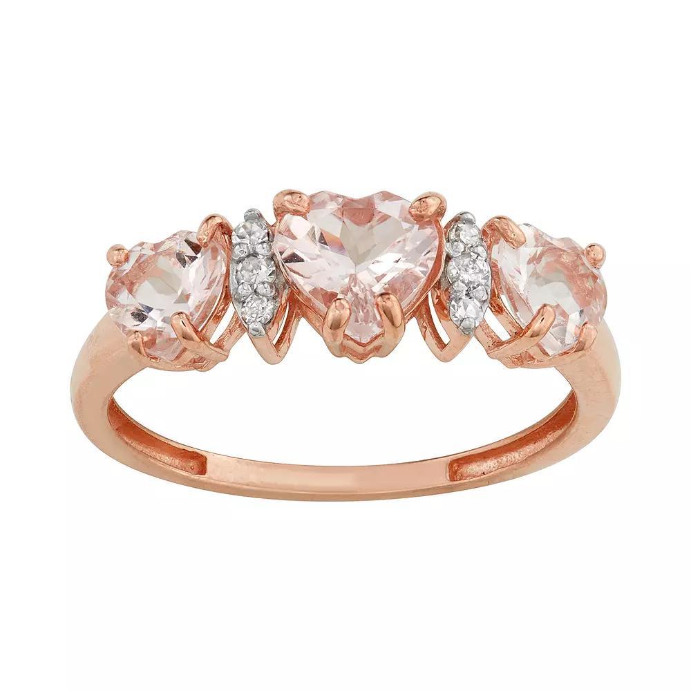 Tiara 10k Rose Gold Morganite & Diamond Accent Ring, Women's, Size: 6, 10k Gold Product Image