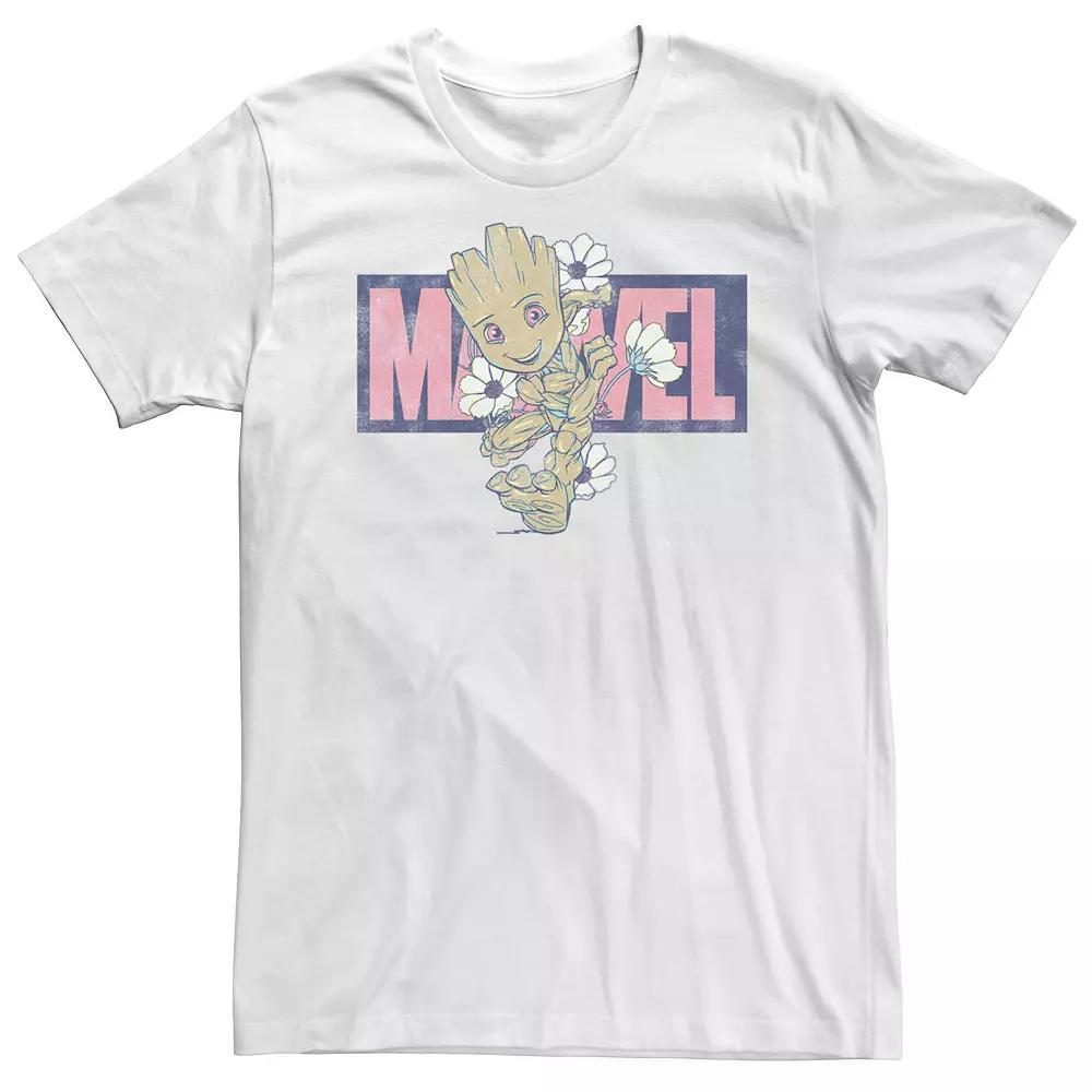 Big & Tall Marvel Groot Running Floral Tee, Men's, Size: 5XL, White Product Image