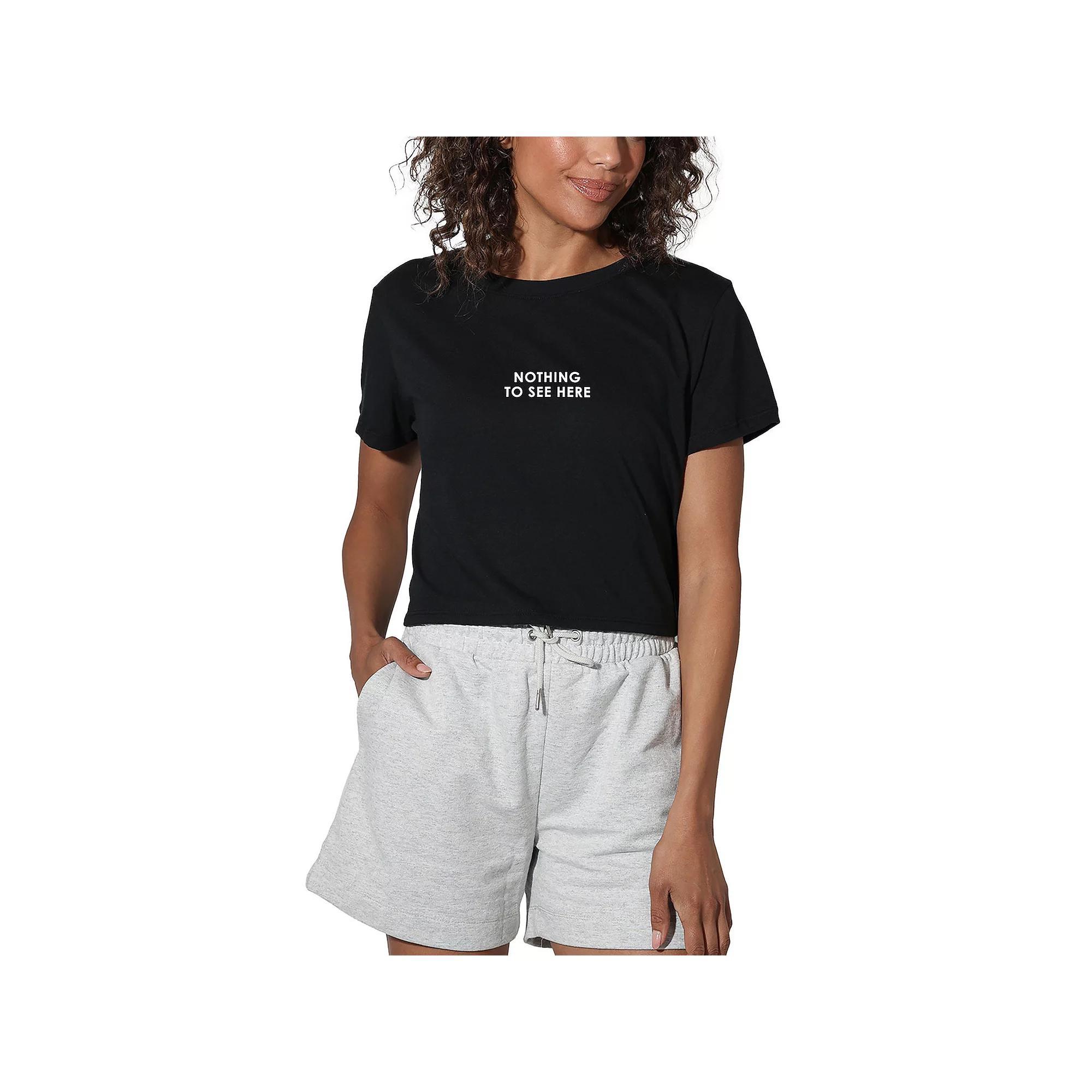 Women's Suburban Riot Nothing to See Here Graphic Crop Top, Girl's, Size: Medium, Black Product Image