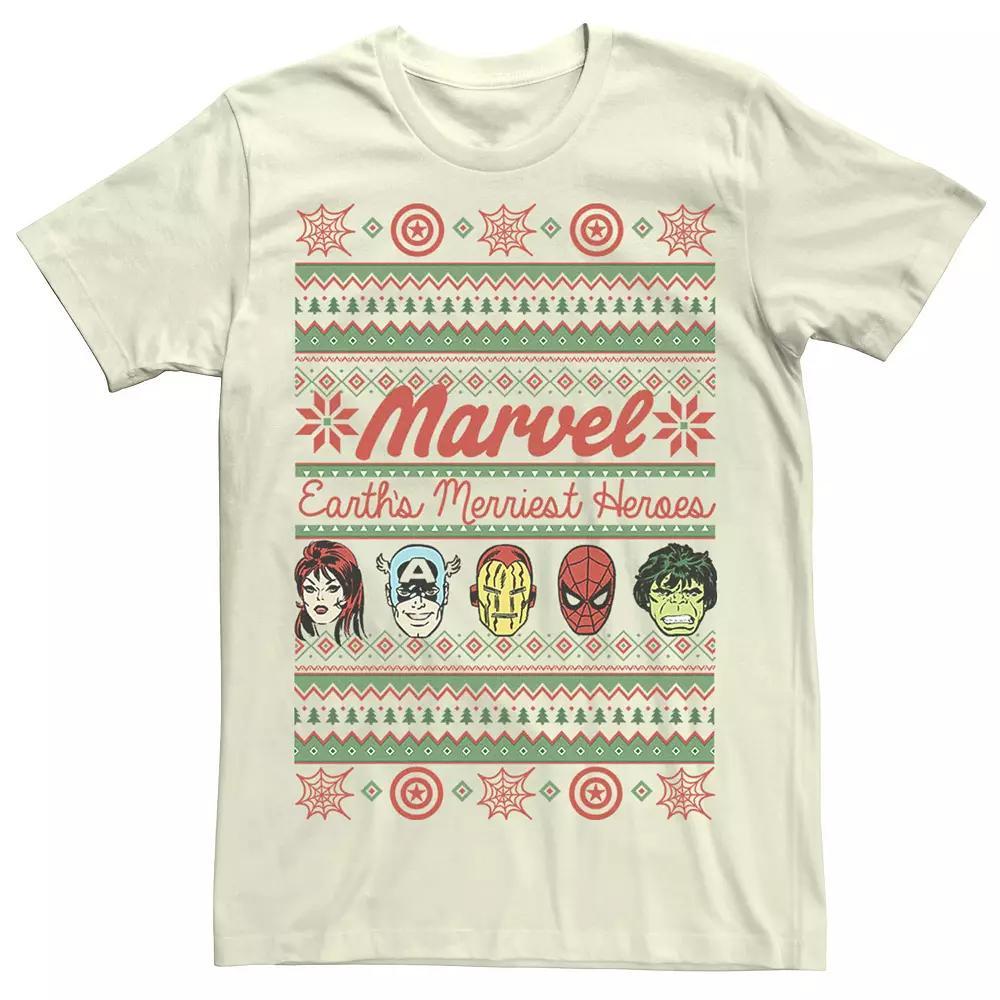 Men's Marvel Merriest Heroes Graphic Tee, Size: 3XL, Natural Product Image