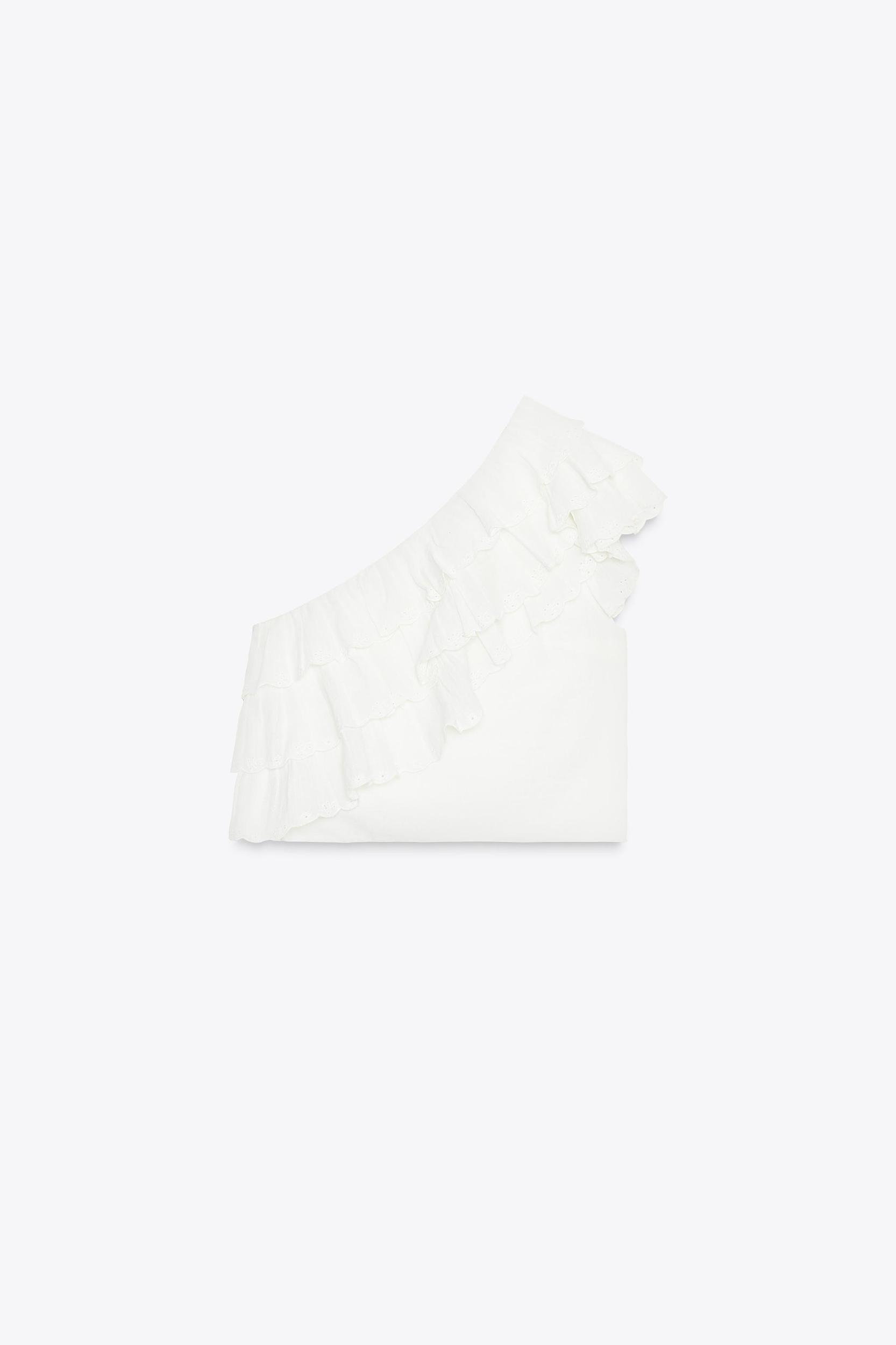 ASYMMETRIC RUFFLED GAUZE TOP Product Image