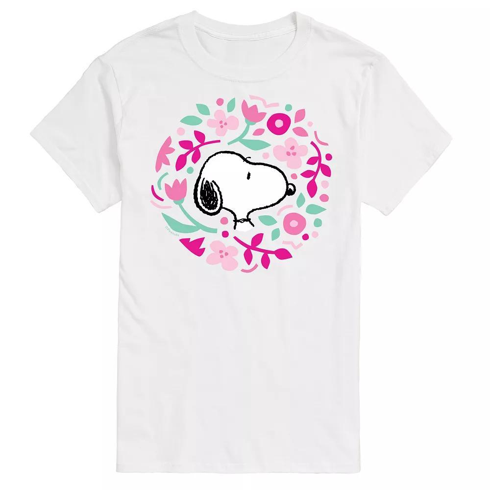 Big & Tall Peanuts Floral Circle Tee, Men's, Size: XL Tall, White Product Image